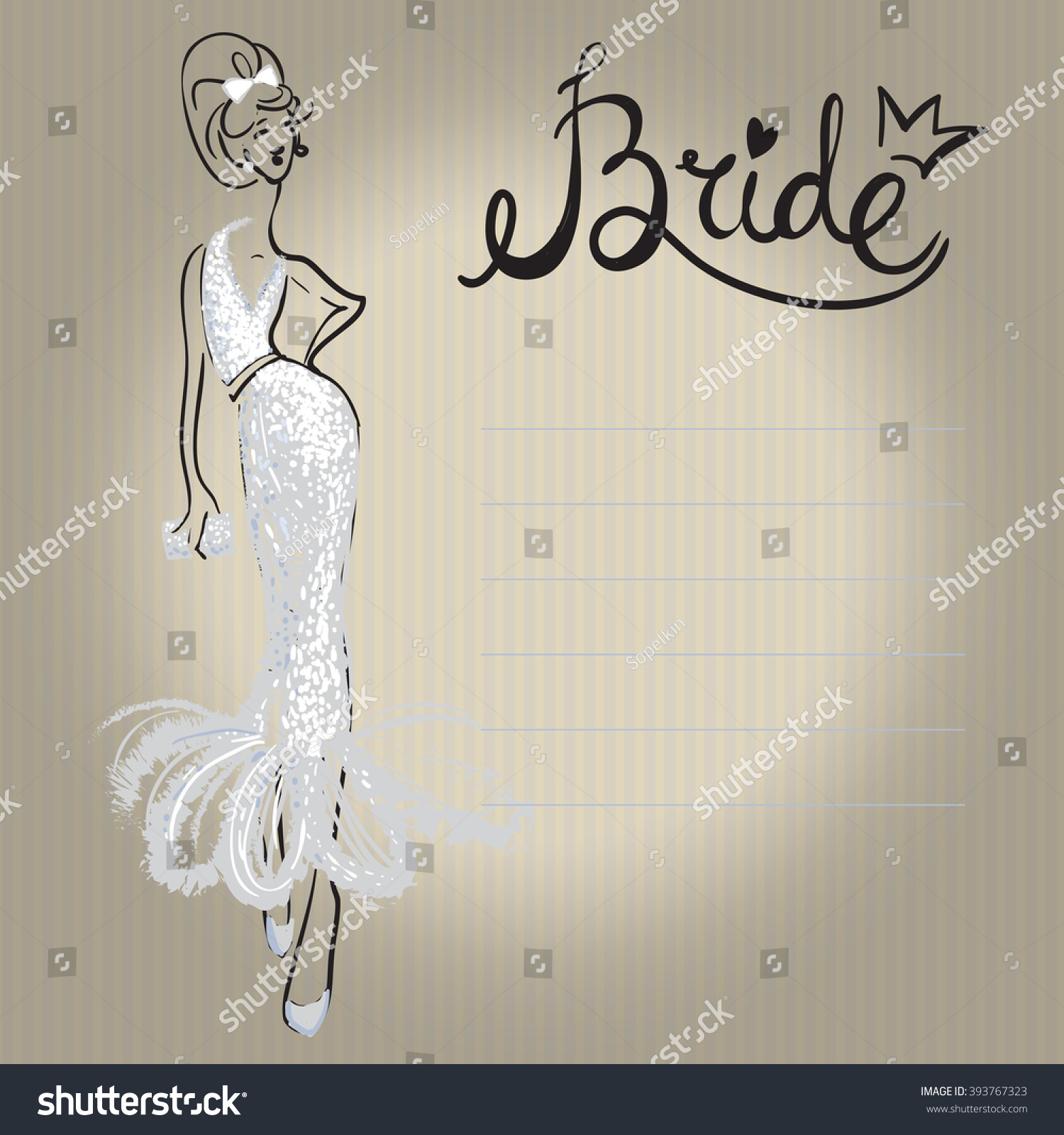 Fashion Attractive Wedding Greeting Card Bride Stock Vector Royalty Free 393767323