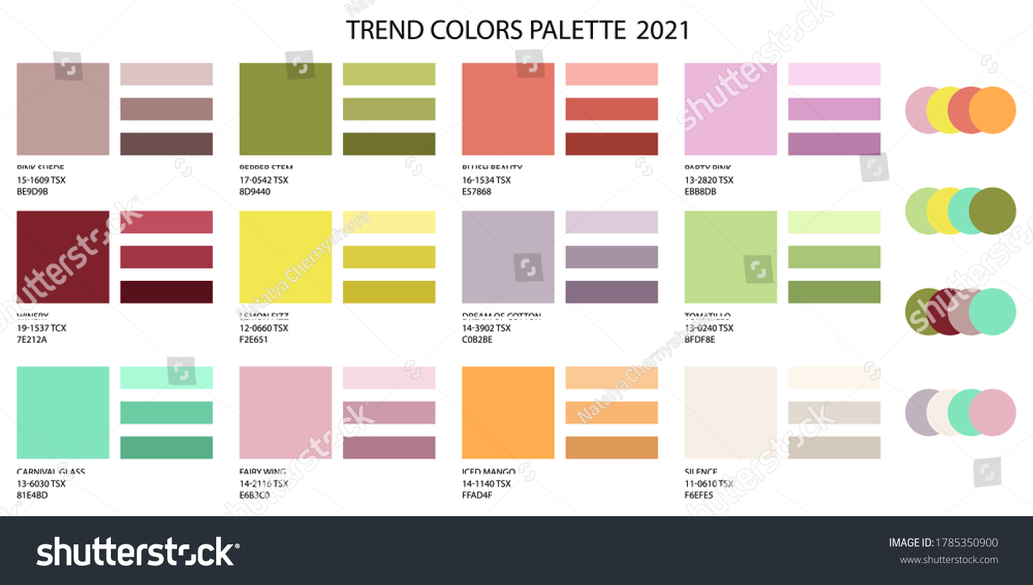 Fashion Color Trend 2020 2021 Set Stock Vector (Royalty Free) 1785350900