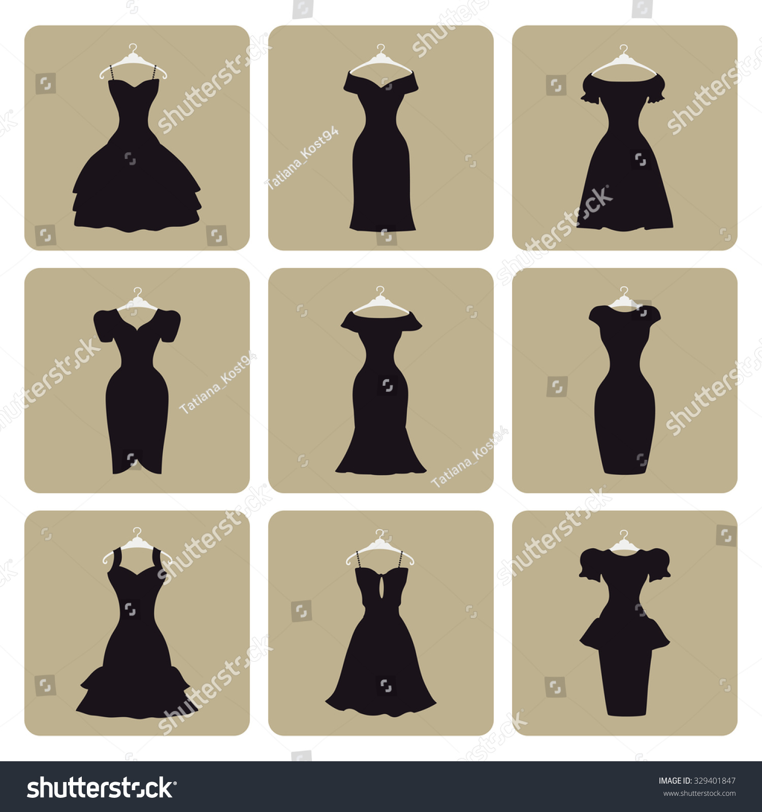 Fashion Dress Flat Icons Signs Different Stock Vector 329401847 ...