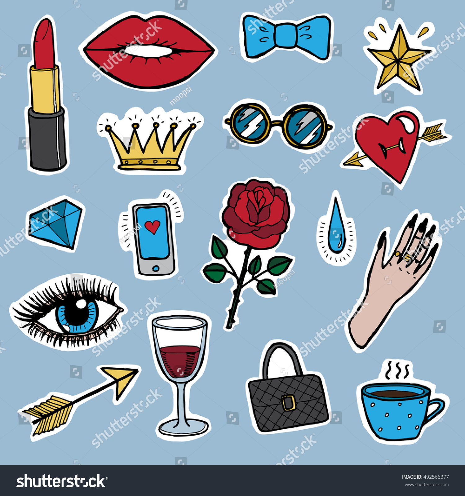 SVG of Fashion for a girl patch badge. Vector illustration for youth. Set of stickers, pins, patches in cartoon style. svg