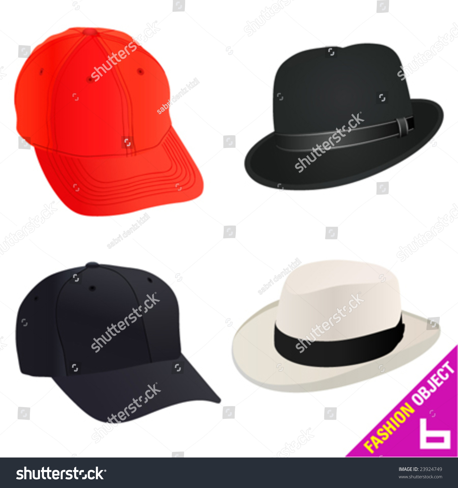 Fashion Hat Set Vector Stock Vector 23924749 - Shutterstock