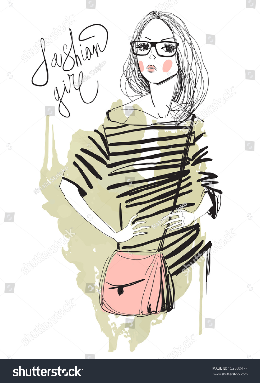 Fashion Illustration Girl Stock Vector 152330477 