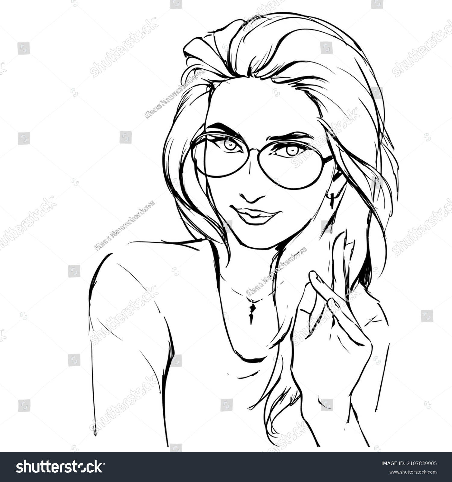 Fashion Illustration Head Young Stylish Woman Stock Vector (Royalty ...