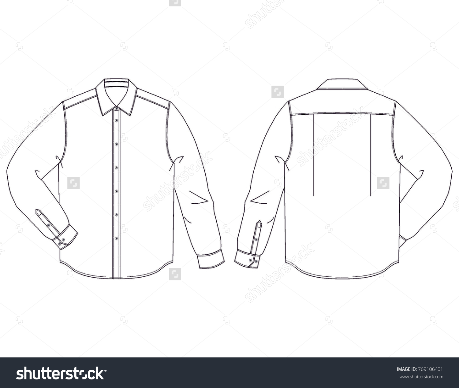 Fashion Illustration Mens Shirt Vector Technical Stock Vector (Royalty ...