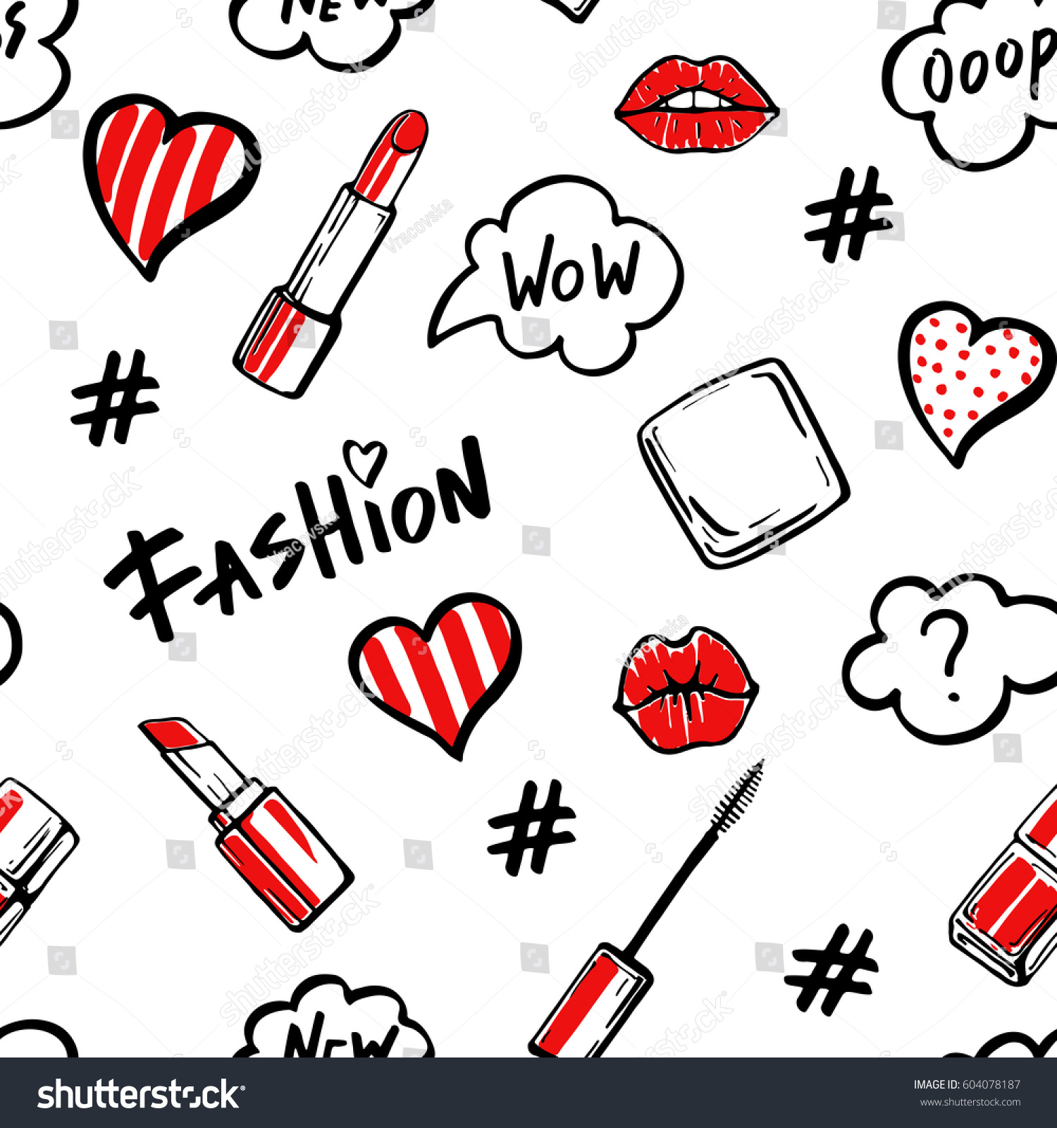 Download Fashion Illustration Seamless Pattern Love Fashion Stock ...