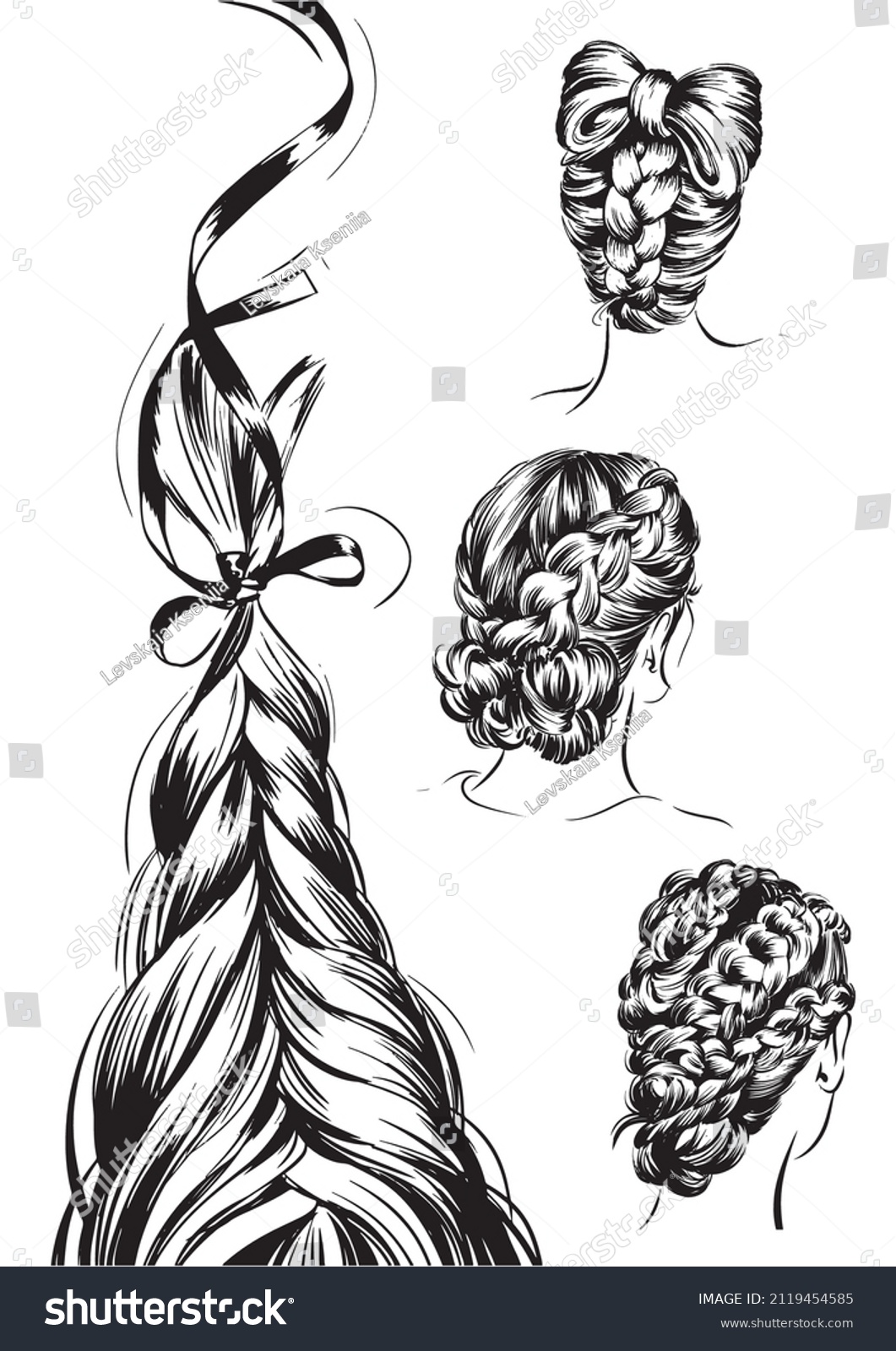 Fashion Illustration Set Braided Hairstyles Stock Vector Royalty Free 2119454585 Shutterstock 