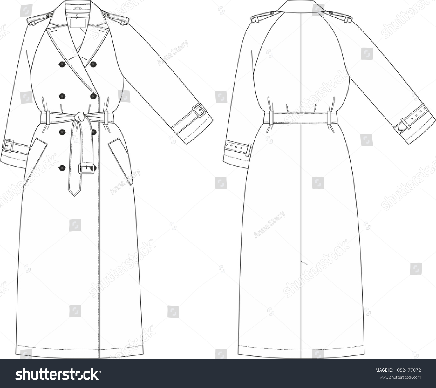 Fashion Illustration Vector Women Cloak Technical Stock Vector (Royalty ...
