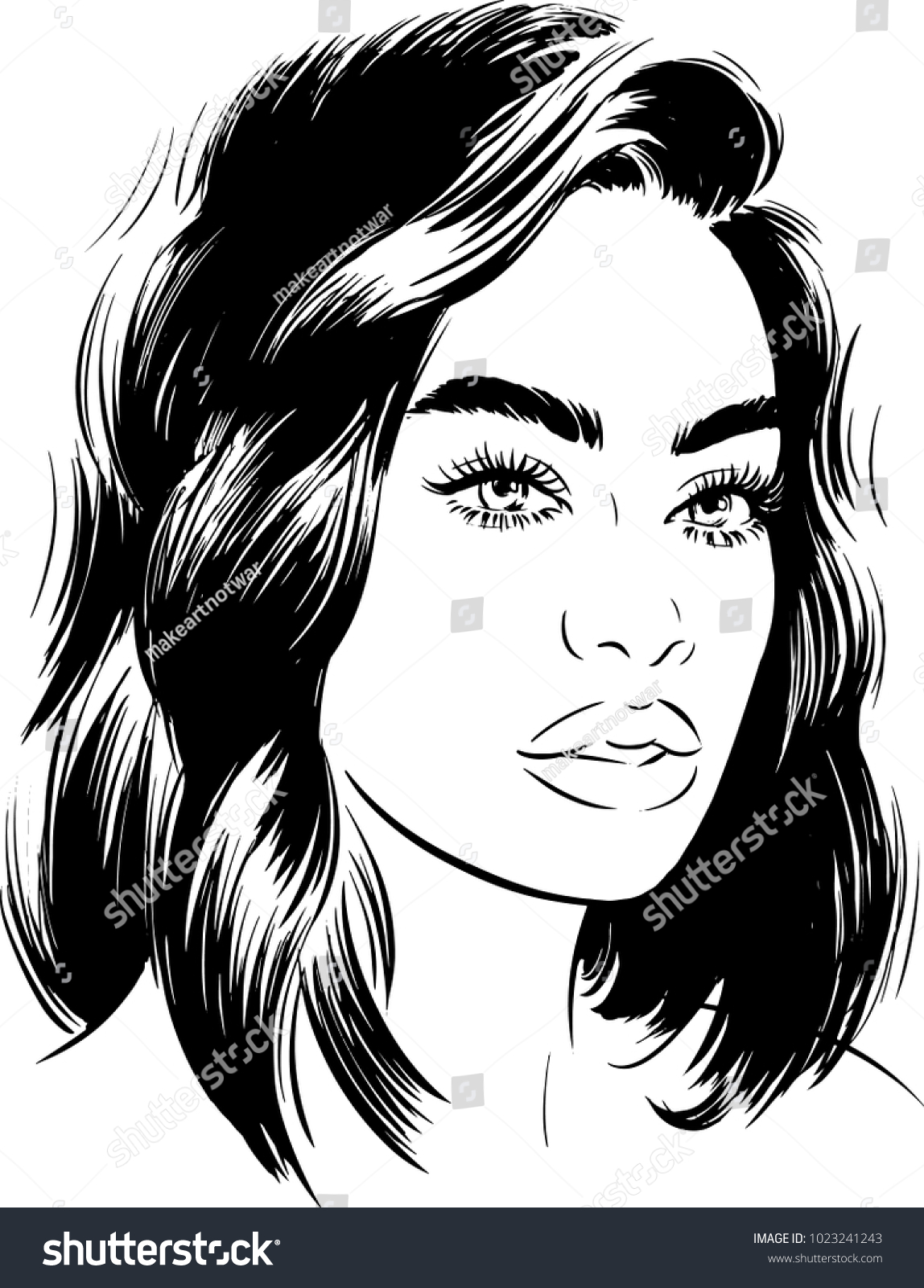 Ilustración De Moda Mujer Dibujo Facial Vector De Stock Libre De Regalías 1023241243 