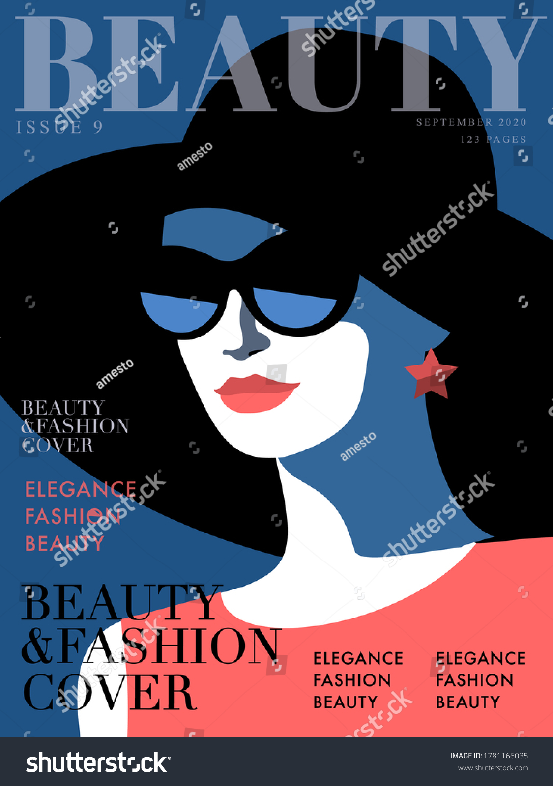 Fashion Magazine Cover Design Woman Red Stock Vector (Royalty Free ...