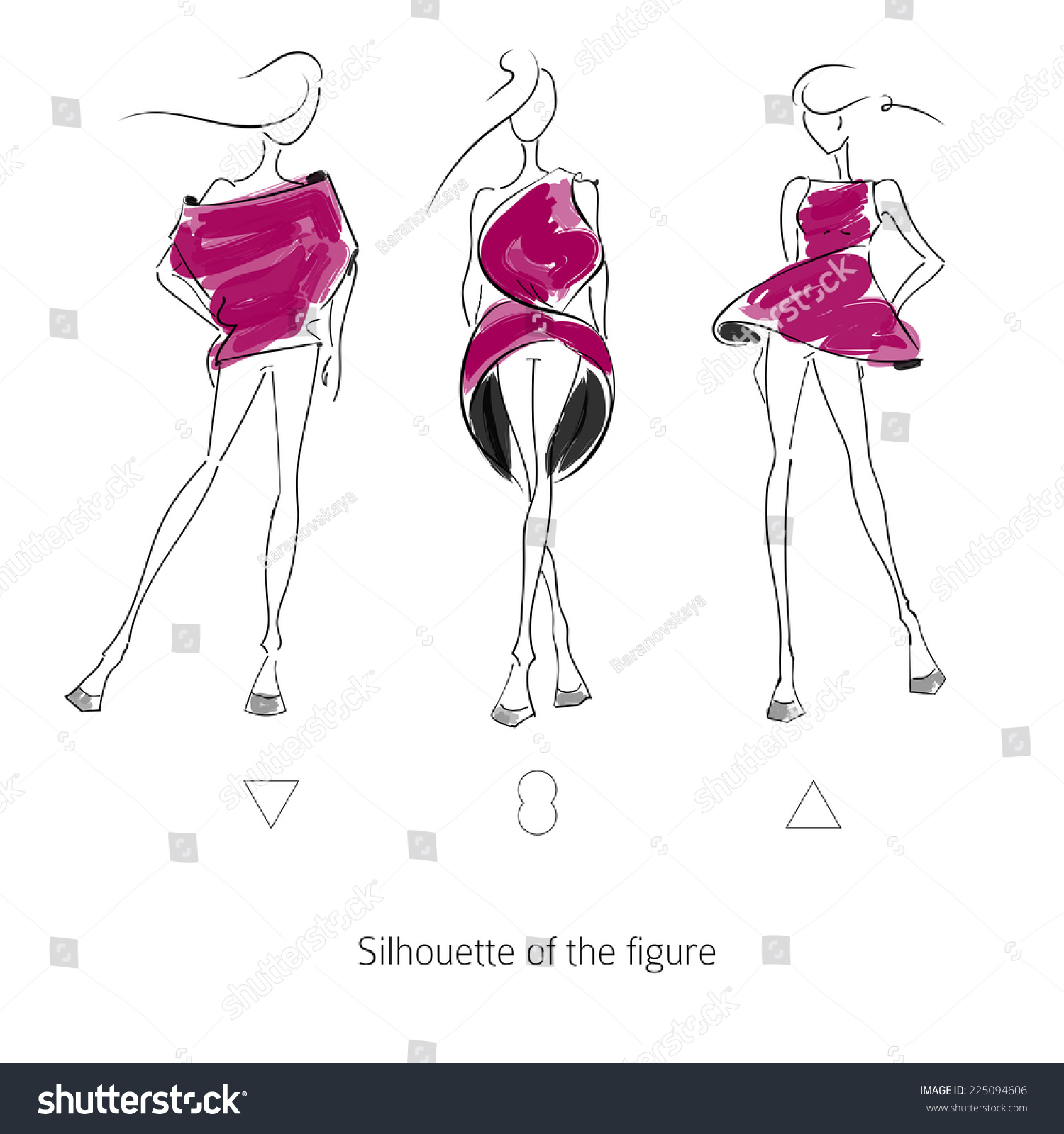 Fashion Model Sketch Silhouette Figure Vector Stock Vector