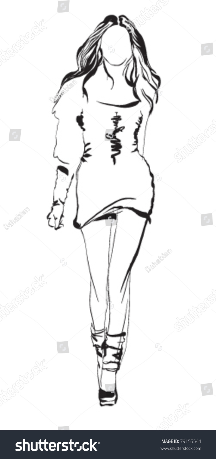 Fashion Model Sketch Vector Illustration Stock Vector 79155544