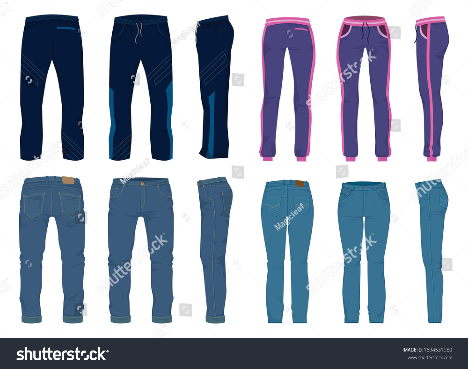 Fashion Pants Isolated Cartoon Set Icon Stock Vector (Royalty Free ...