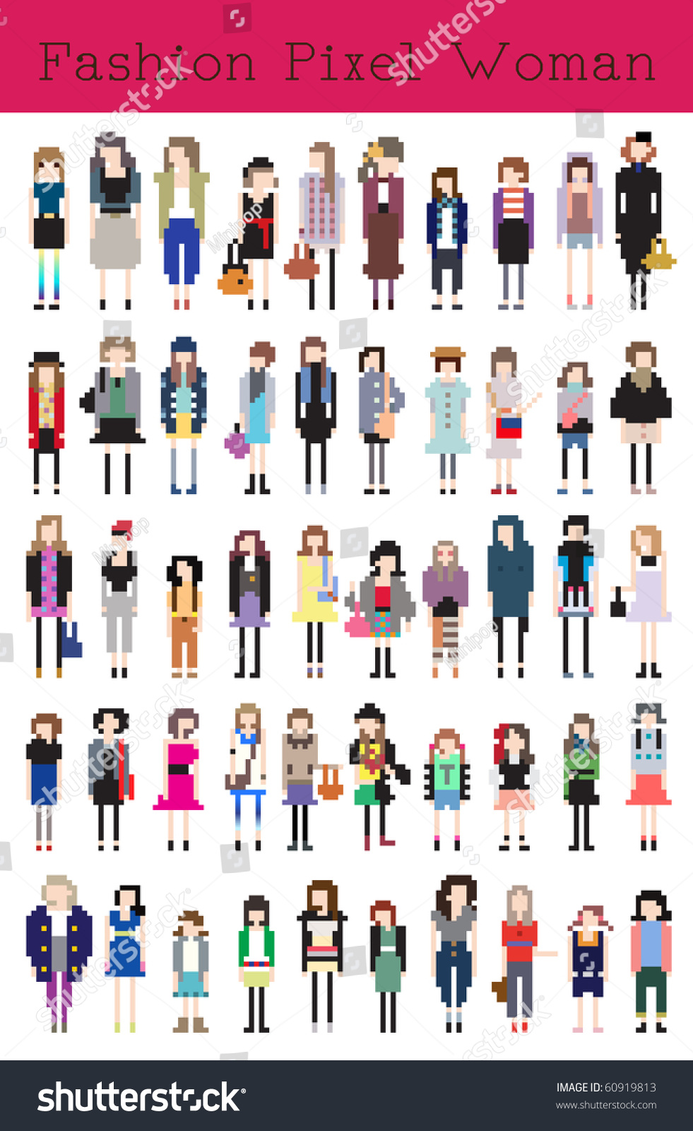 Fashion Pixel Woman - Vector Illustration - 60919813 : Shutterstock