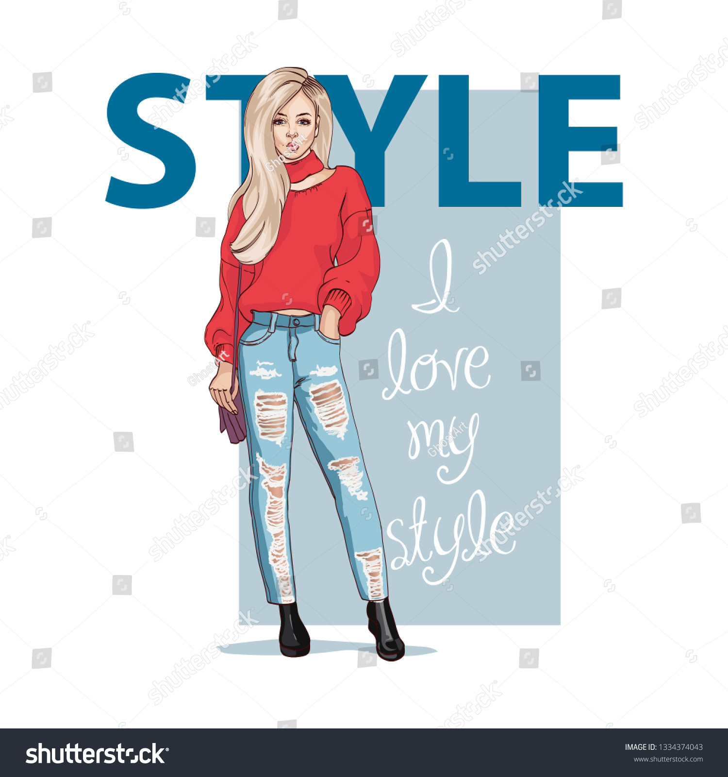 Fashion Poster Slogan Love Your Style Stock Vector (Royalty