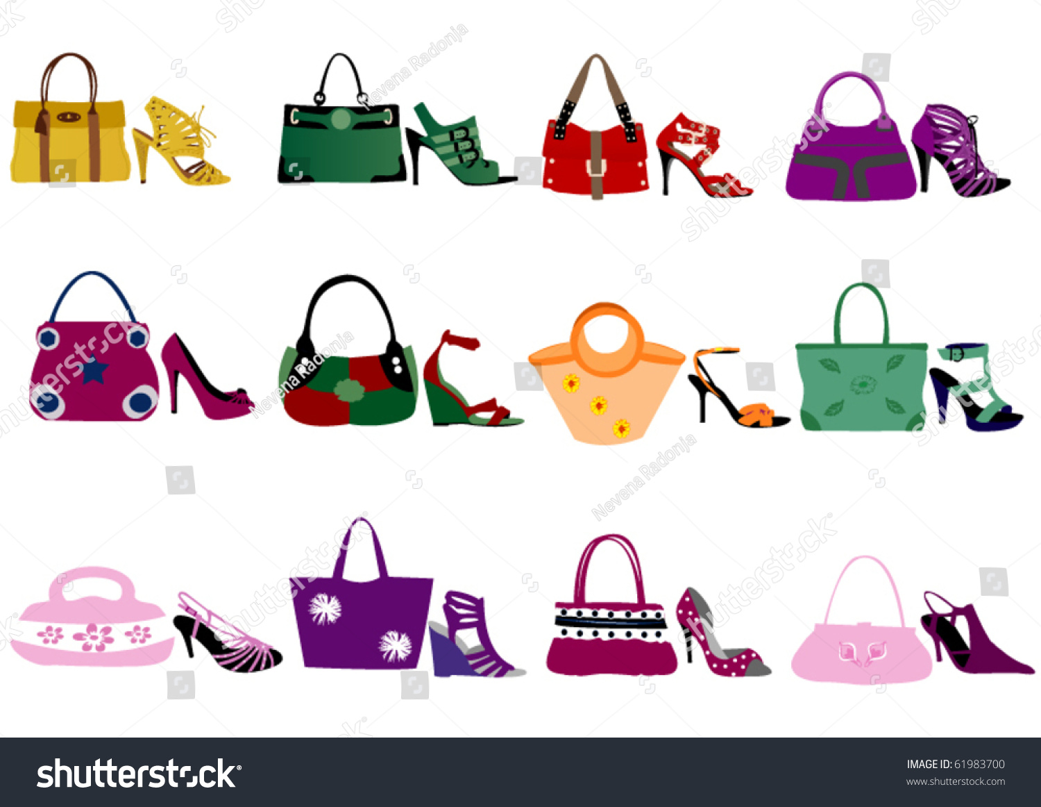 Fashion Shoes And Bags Stock Vector Illustration 61983700 : Shutterstock