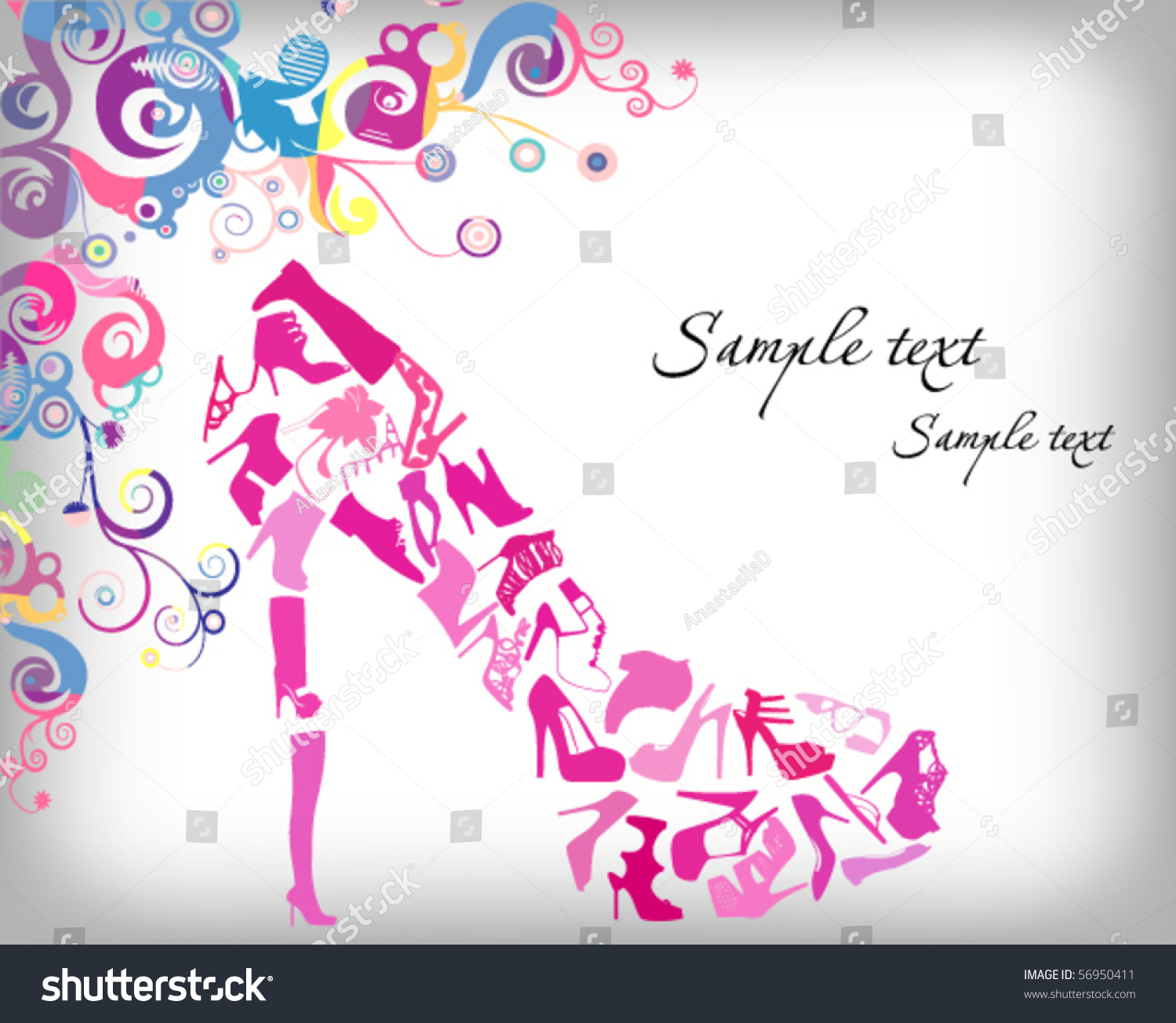 Fashion Shoes Background With Grunge Pattern Stock Vector Illustration ...