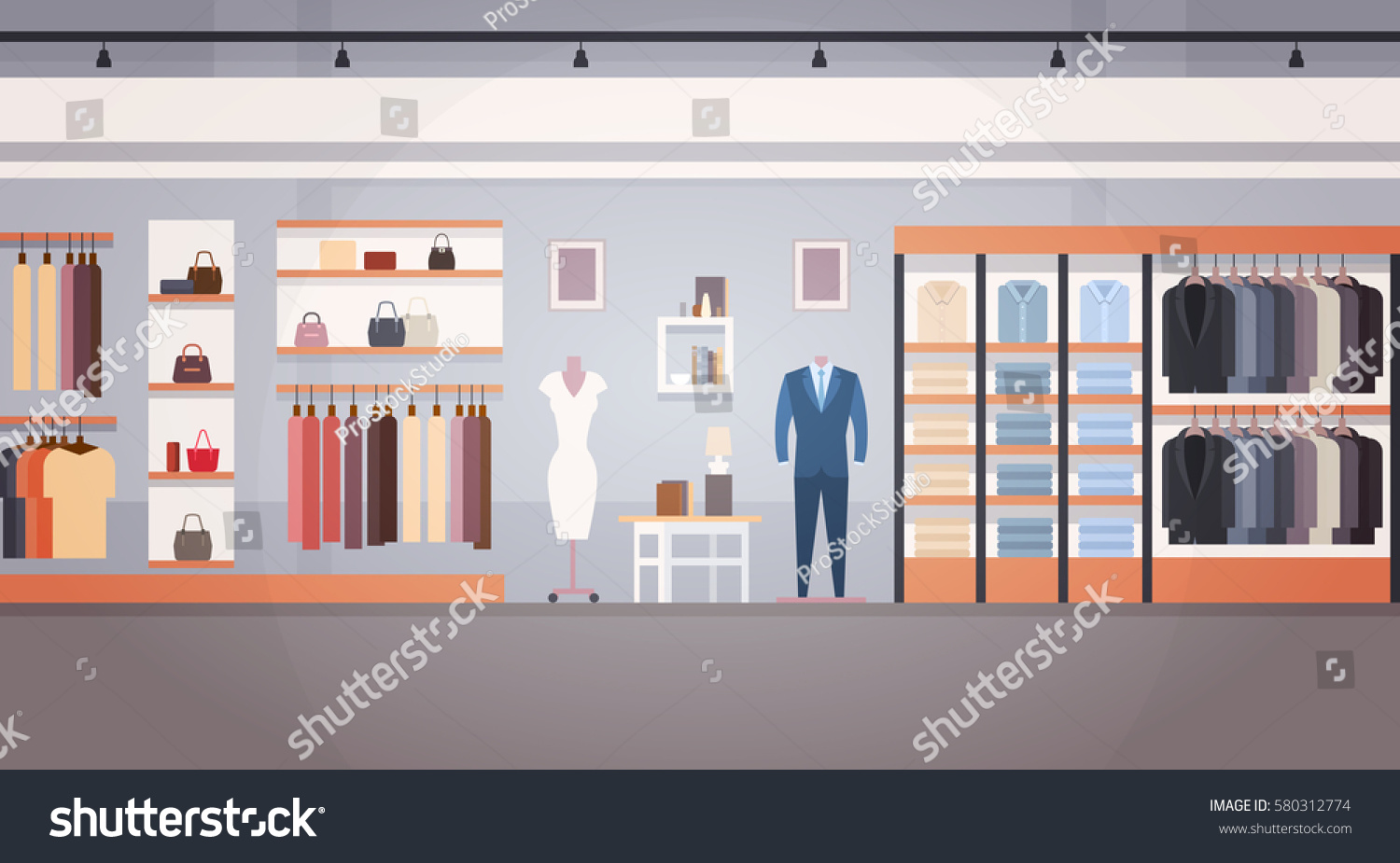 Fashion Shop Interior Clothes Store Banner Stock Vector (Royalty Free ...