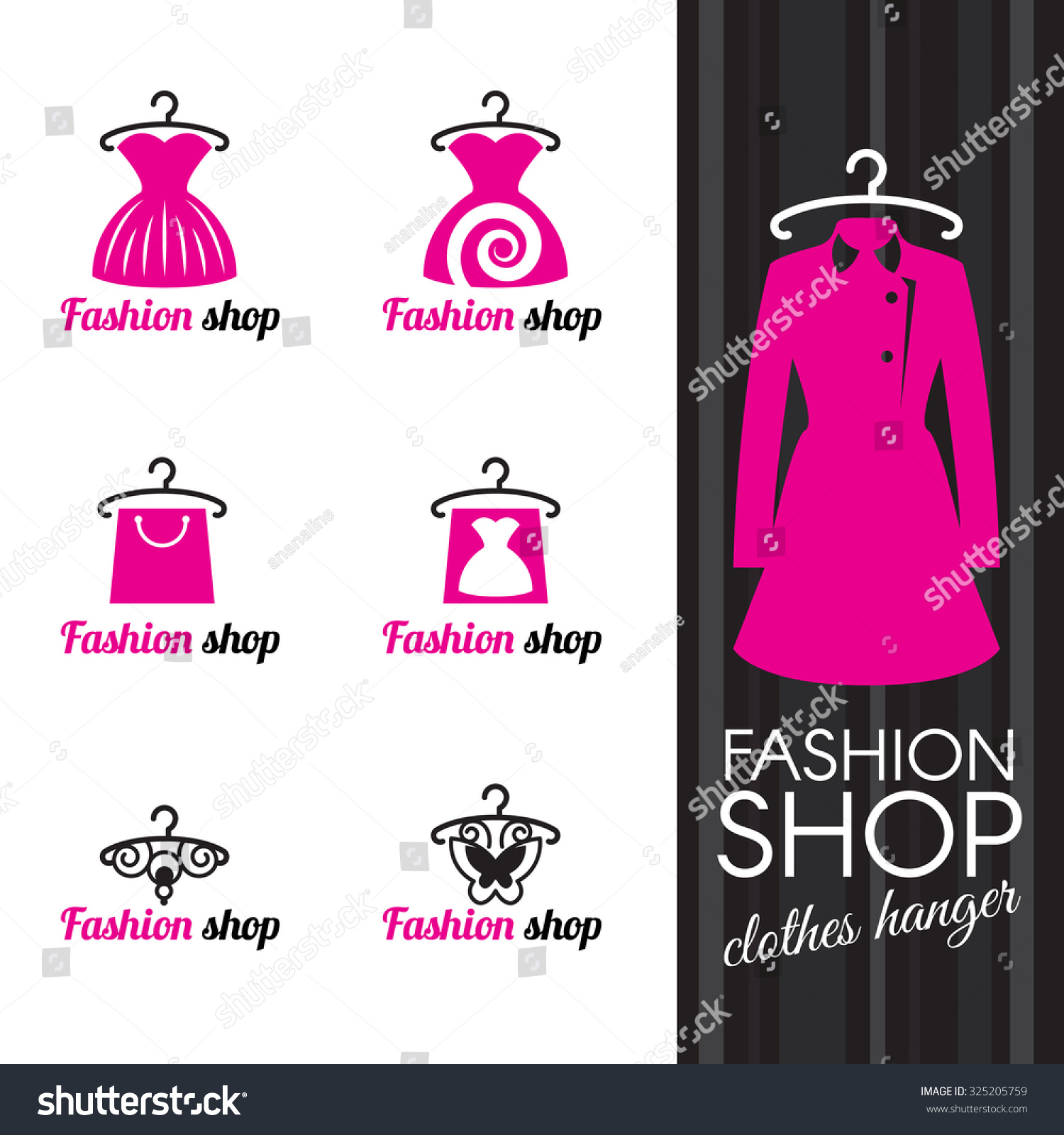 Fashion Shop Logo Clothes Hanger Dress Stock Vector 325205759 ...