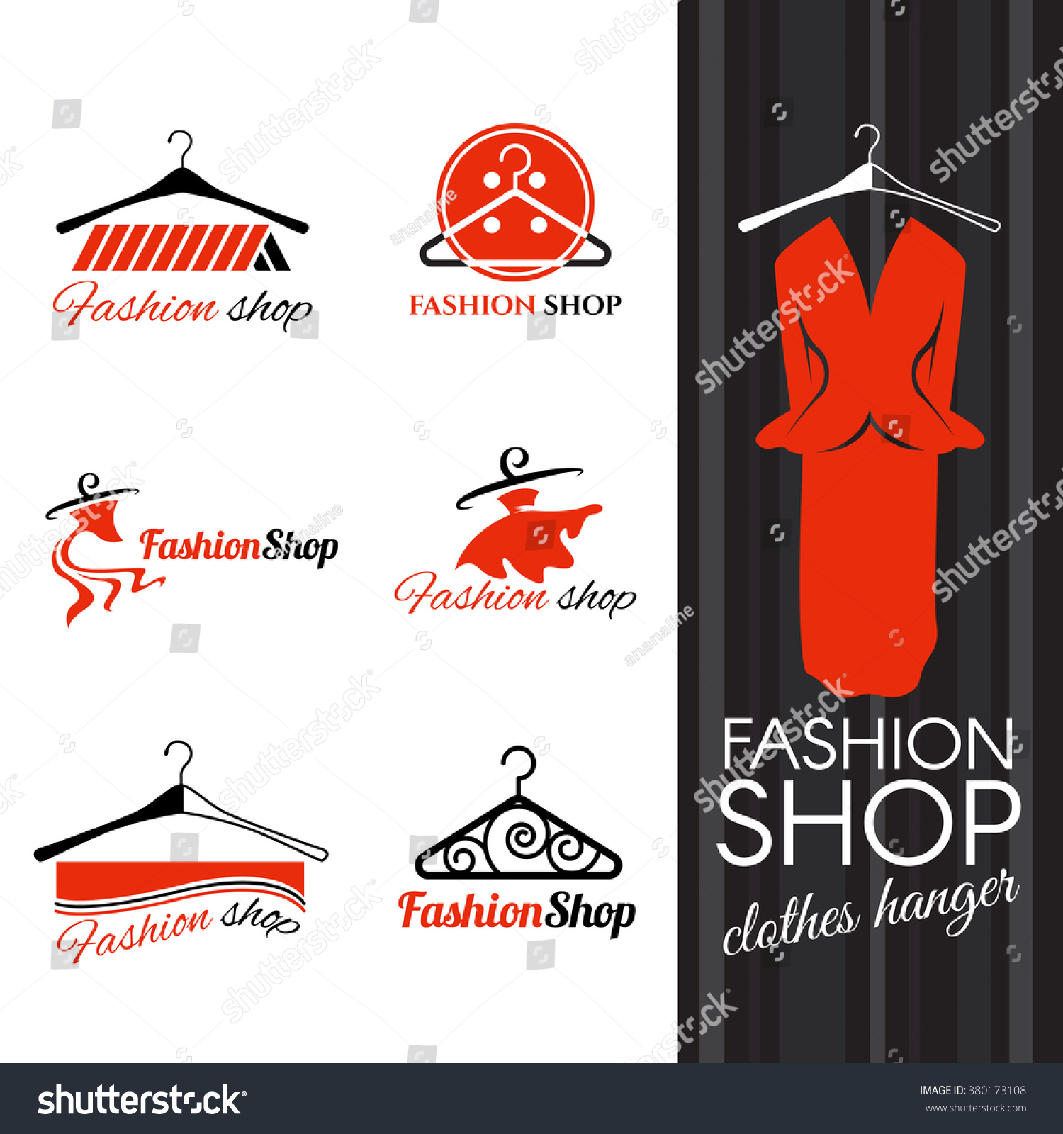 Fashion Shop Logo - Clothes Hanger And Studs Dress Vector Design ...