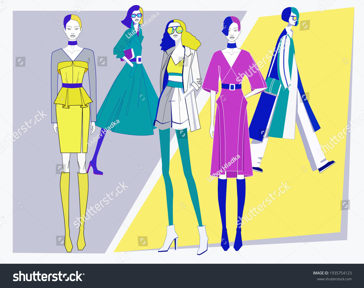 Fashion Show Girls Demonstrate Clothes Fashion Stock Vector (Royalty ...