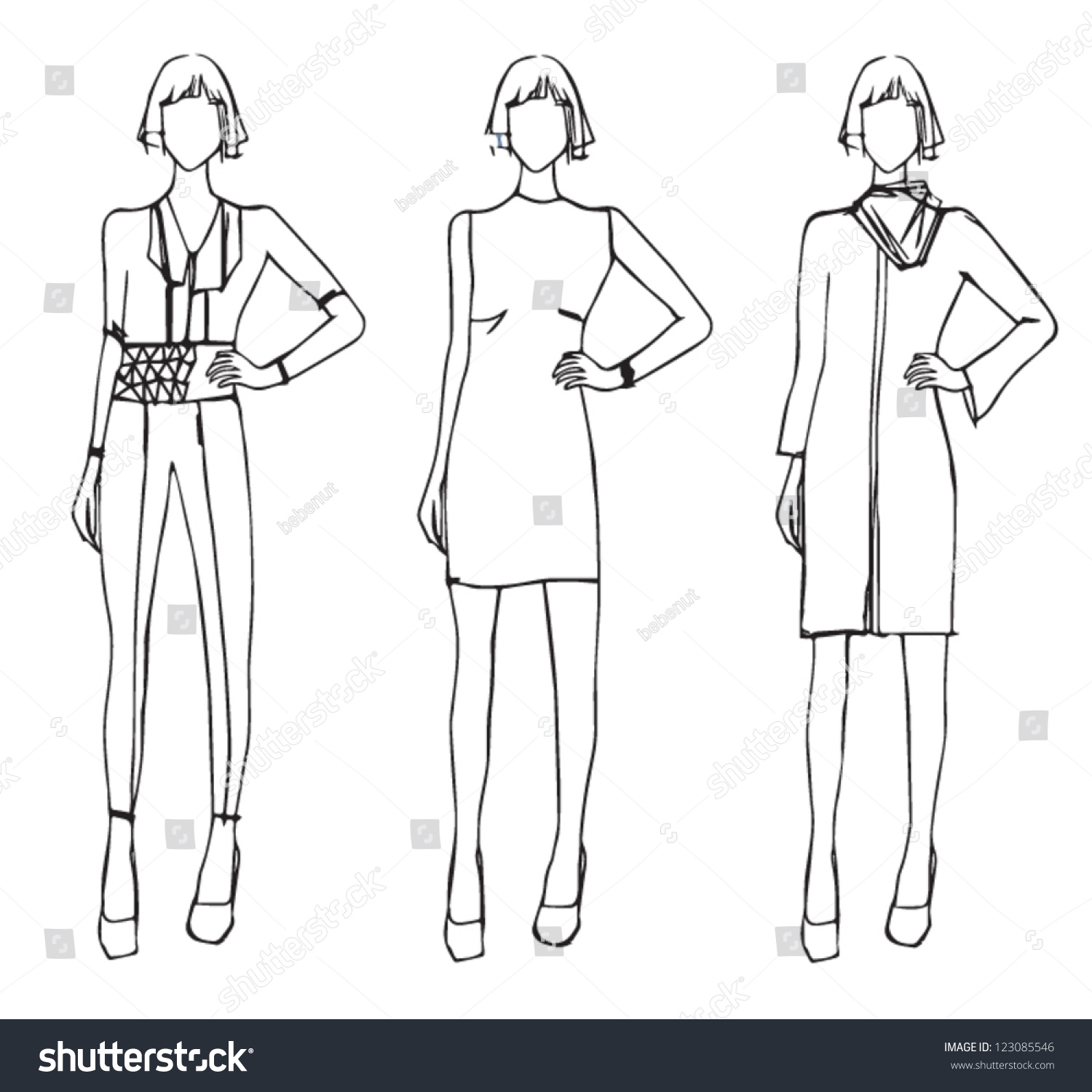 Fashion Sketch Design Winter Theme Stock Vector 123085546 - Shutterstock