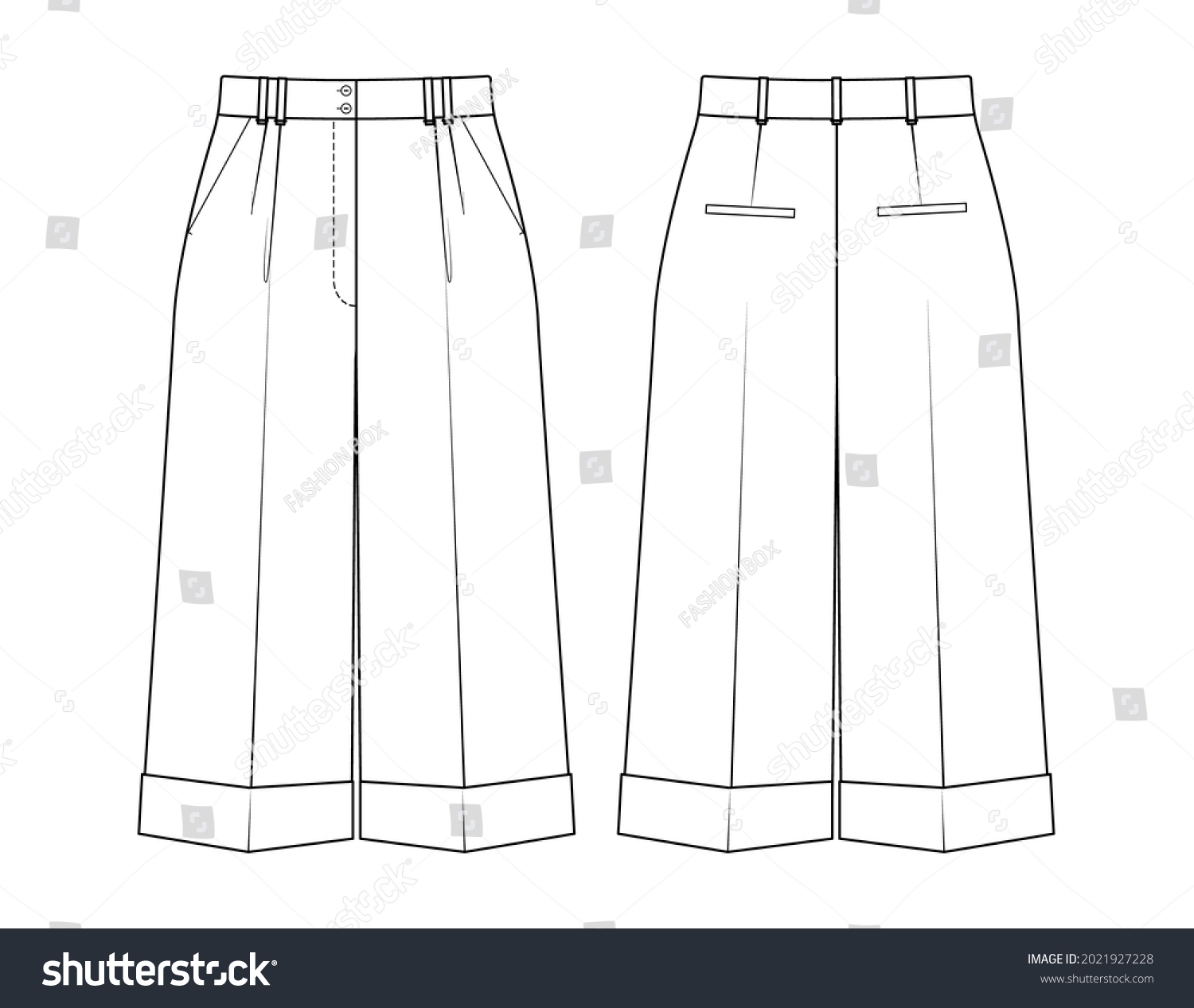 Fashion Technical Drawing Bermudas Shorts Lapel Stock Vector (Royalty ...