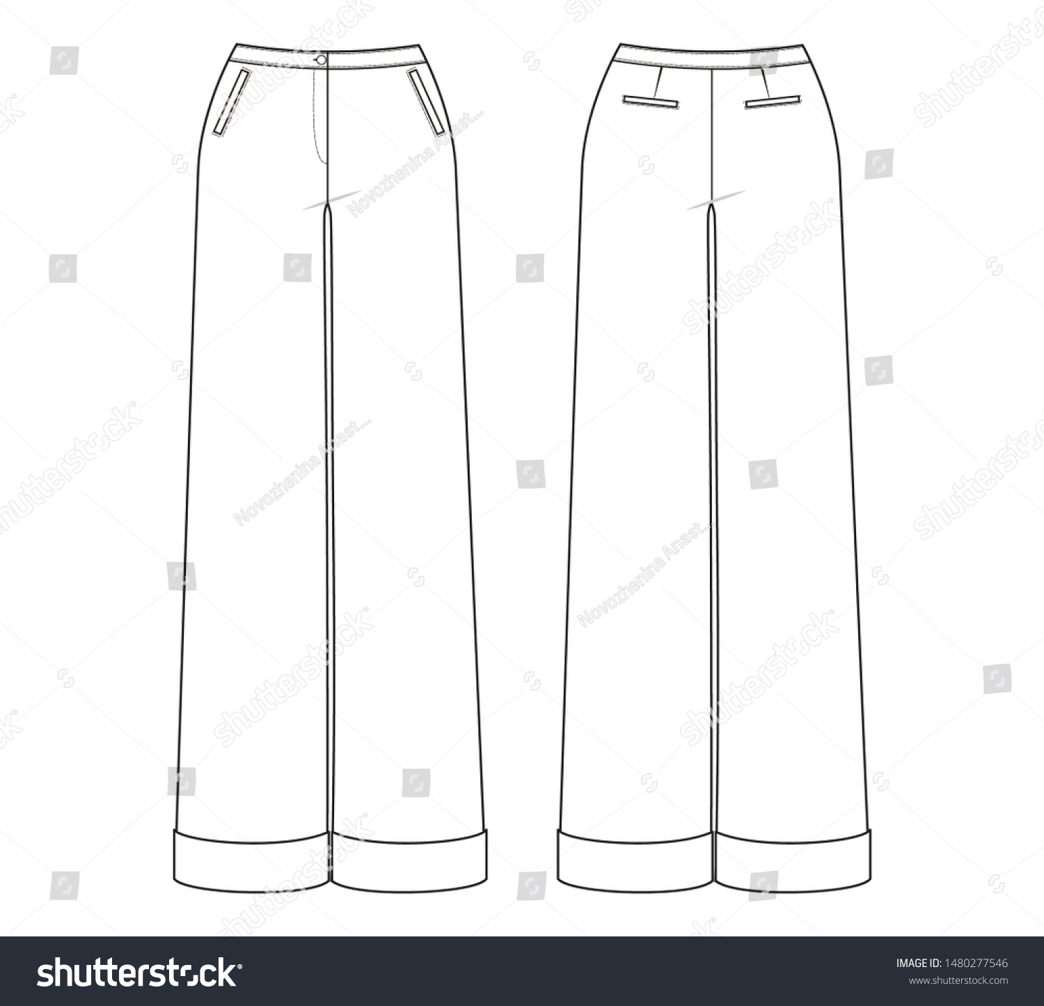 Fashion Technical Drawing Culottes Stock Vector (Royalty Free) 1480277546