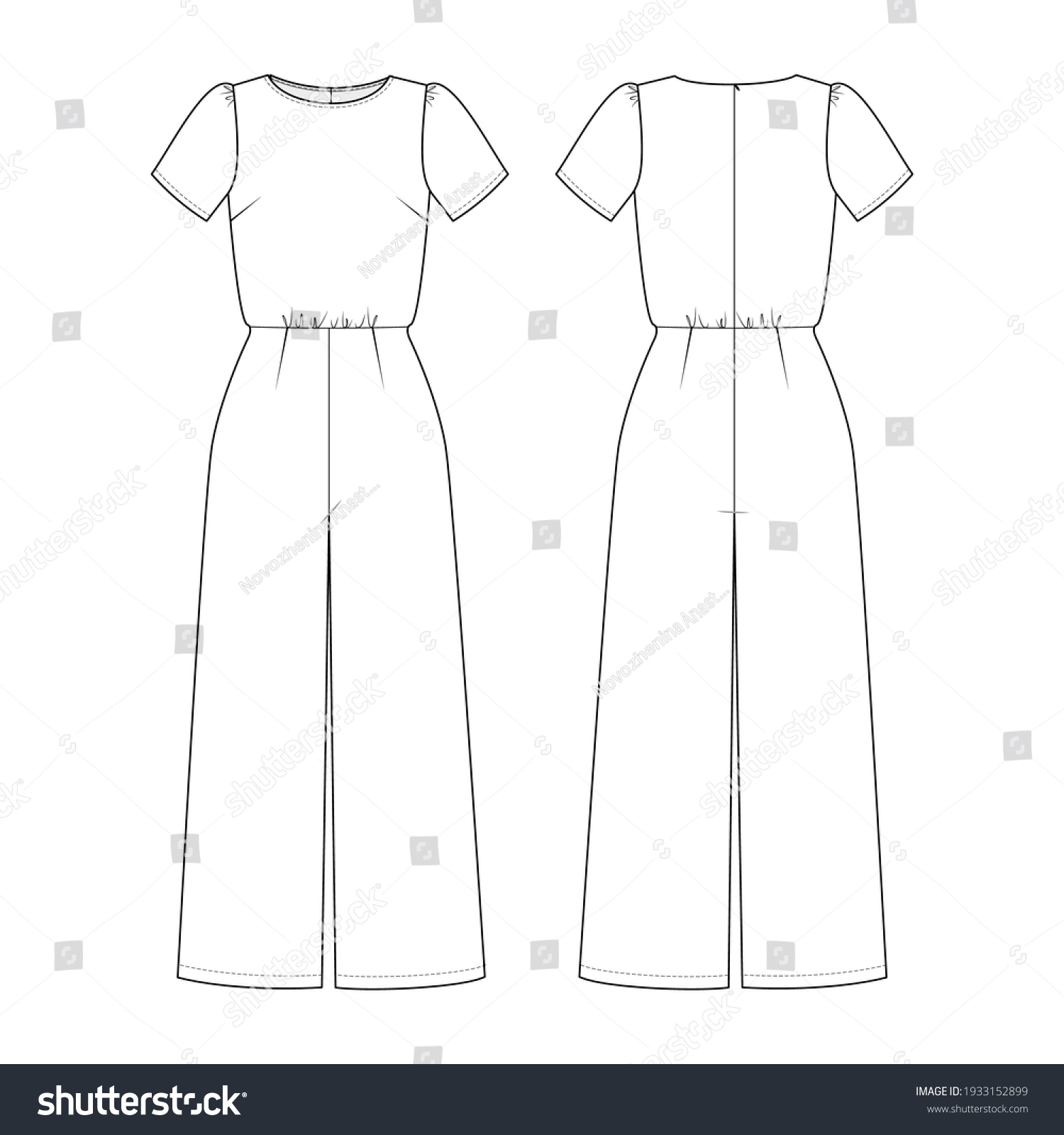 Fashion Technical Drawing Elegant Womens Jumpsuit Stock Vector (Royalty ...