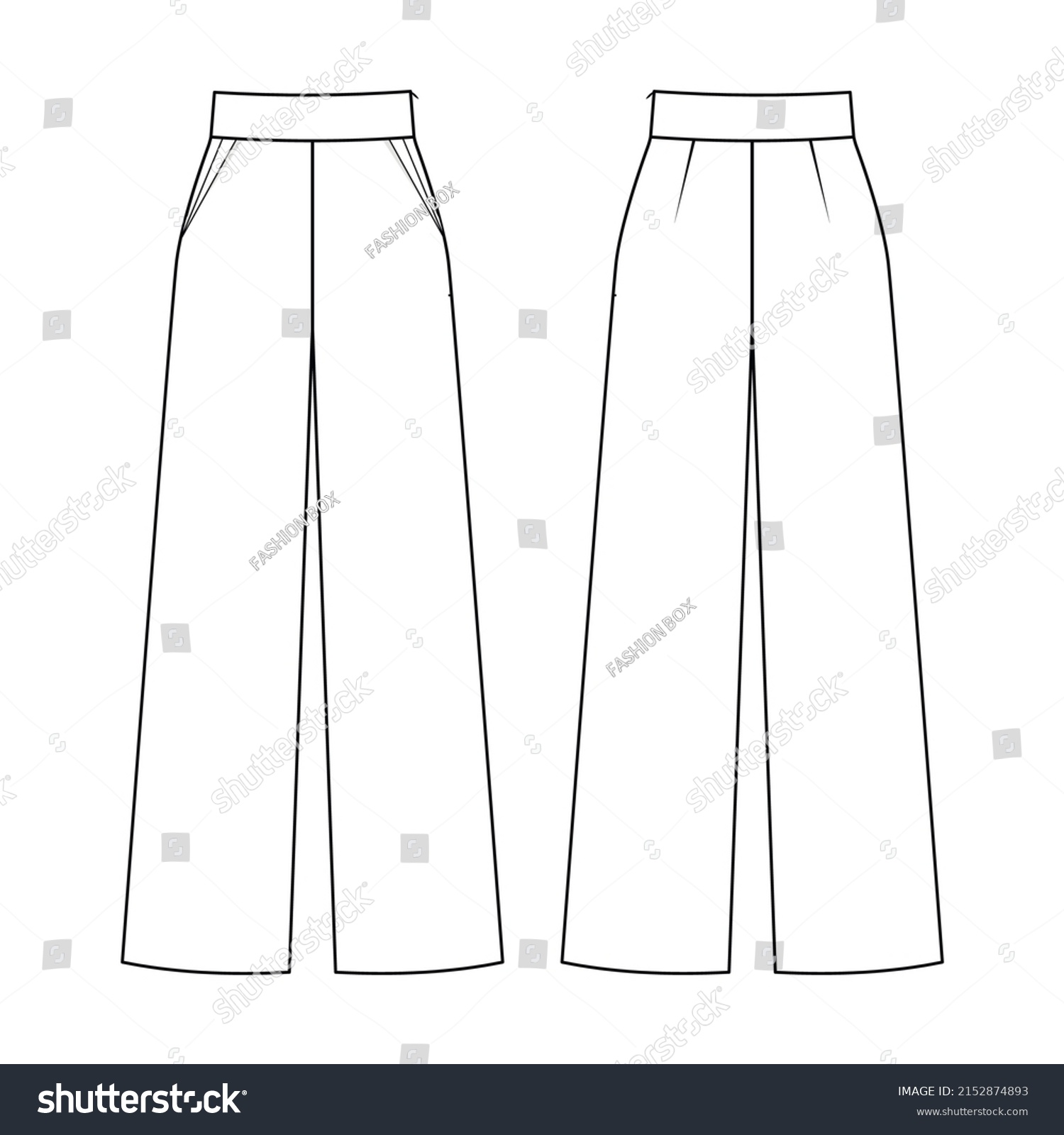 Fashion Technical Drawing High Waisted Wide Stock Vector (Royalty Free ...