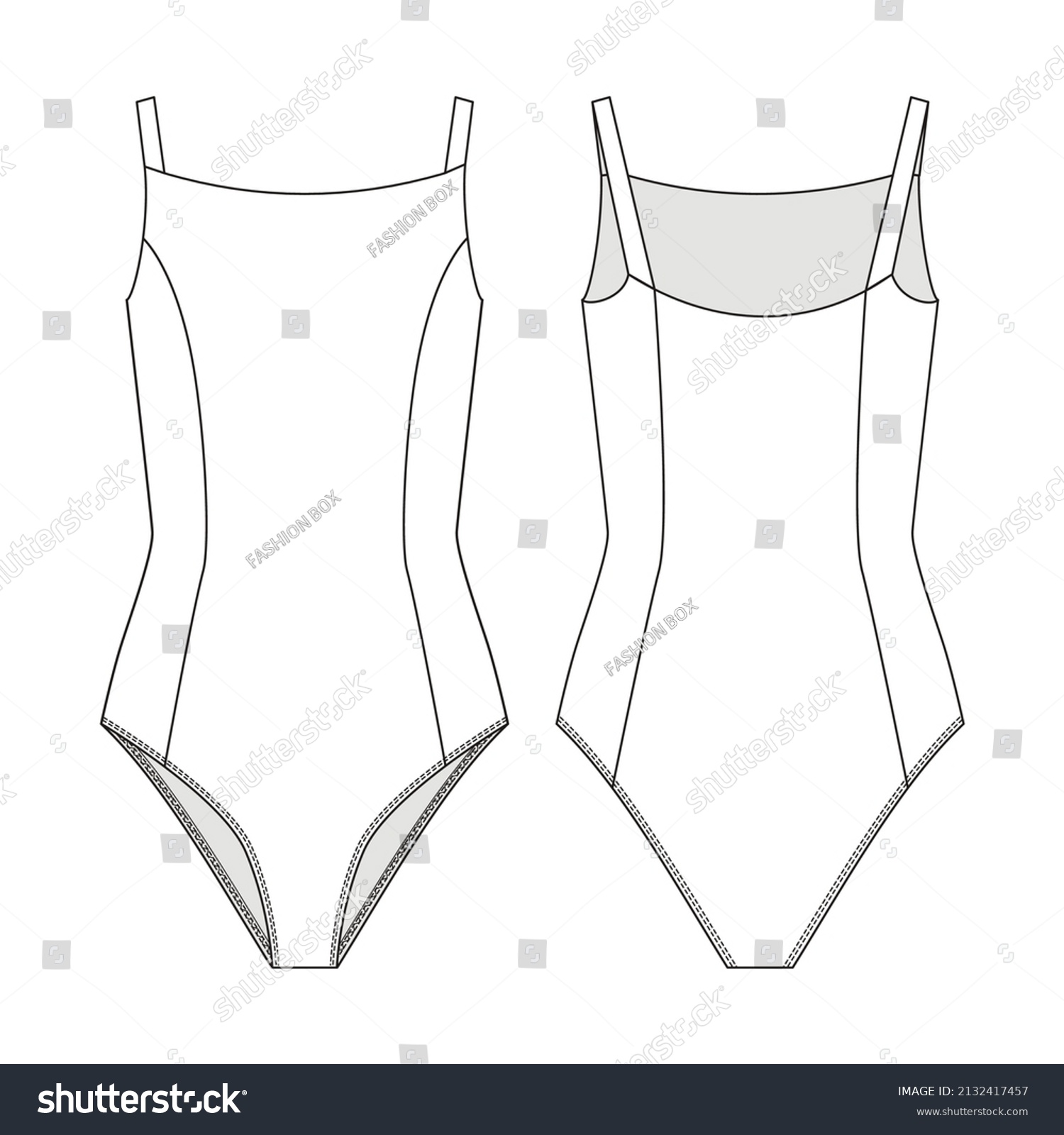 Fashion Technical Drawing One Piece Swimsuit Stock Vector (Royalty Free ...