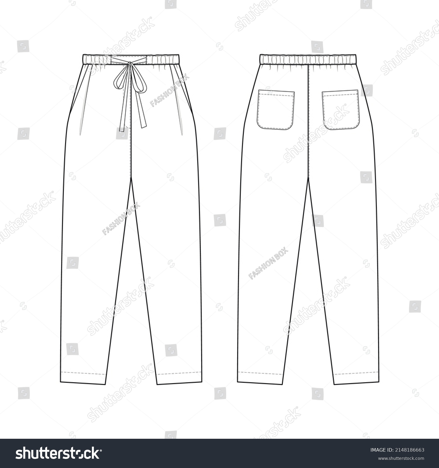 Fashion Technical Drawing Pajama Pants Drawstring Stock Vector (Royalty ...