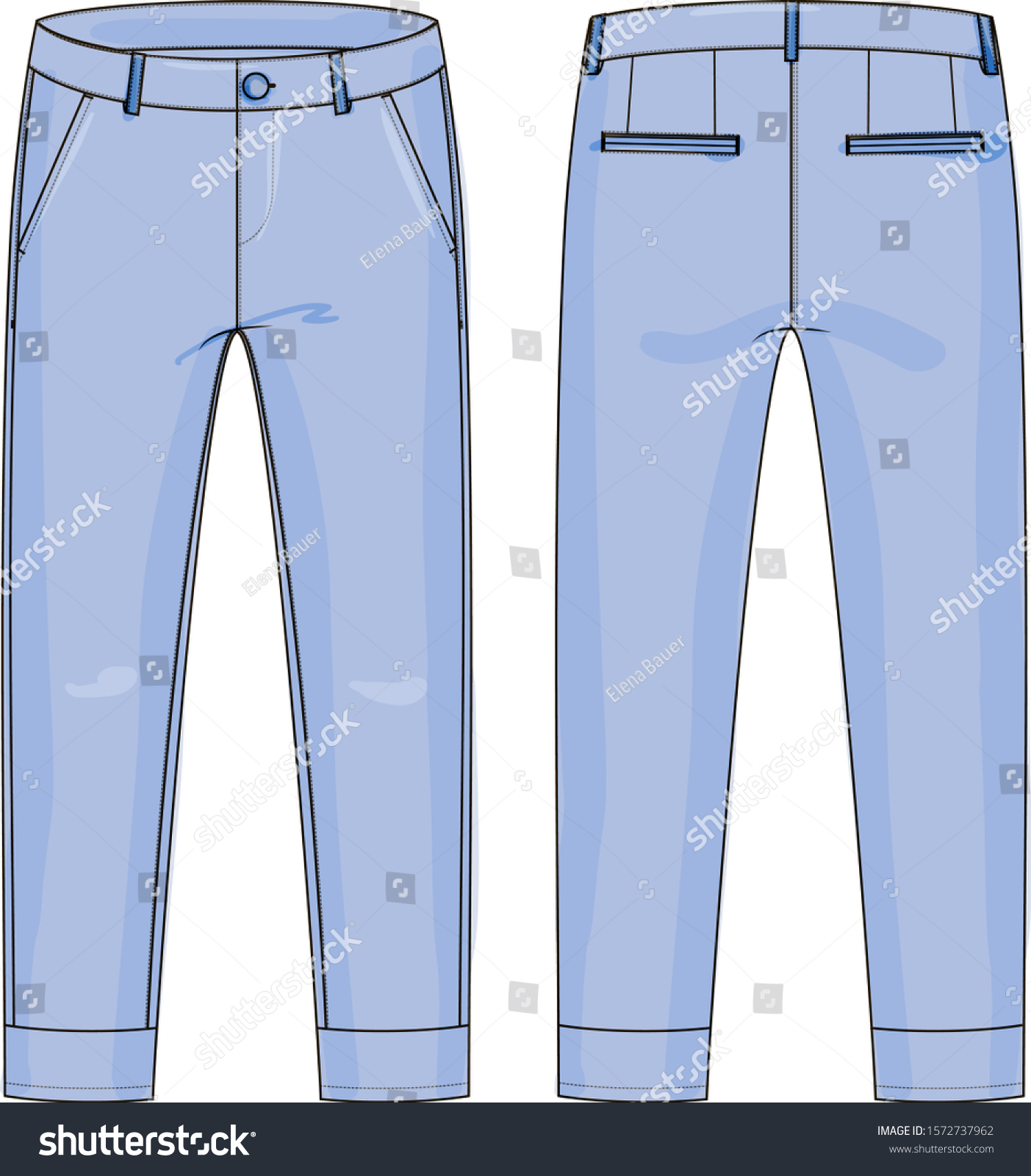 Fashion Technical Sketch Pants Cuffs Vector Stock Vector (Royalty Free ...