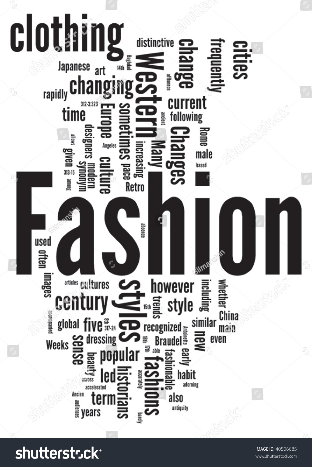 Fashion Word Cloud Illustration. Graphic Tag Collection. - 40506685 ...