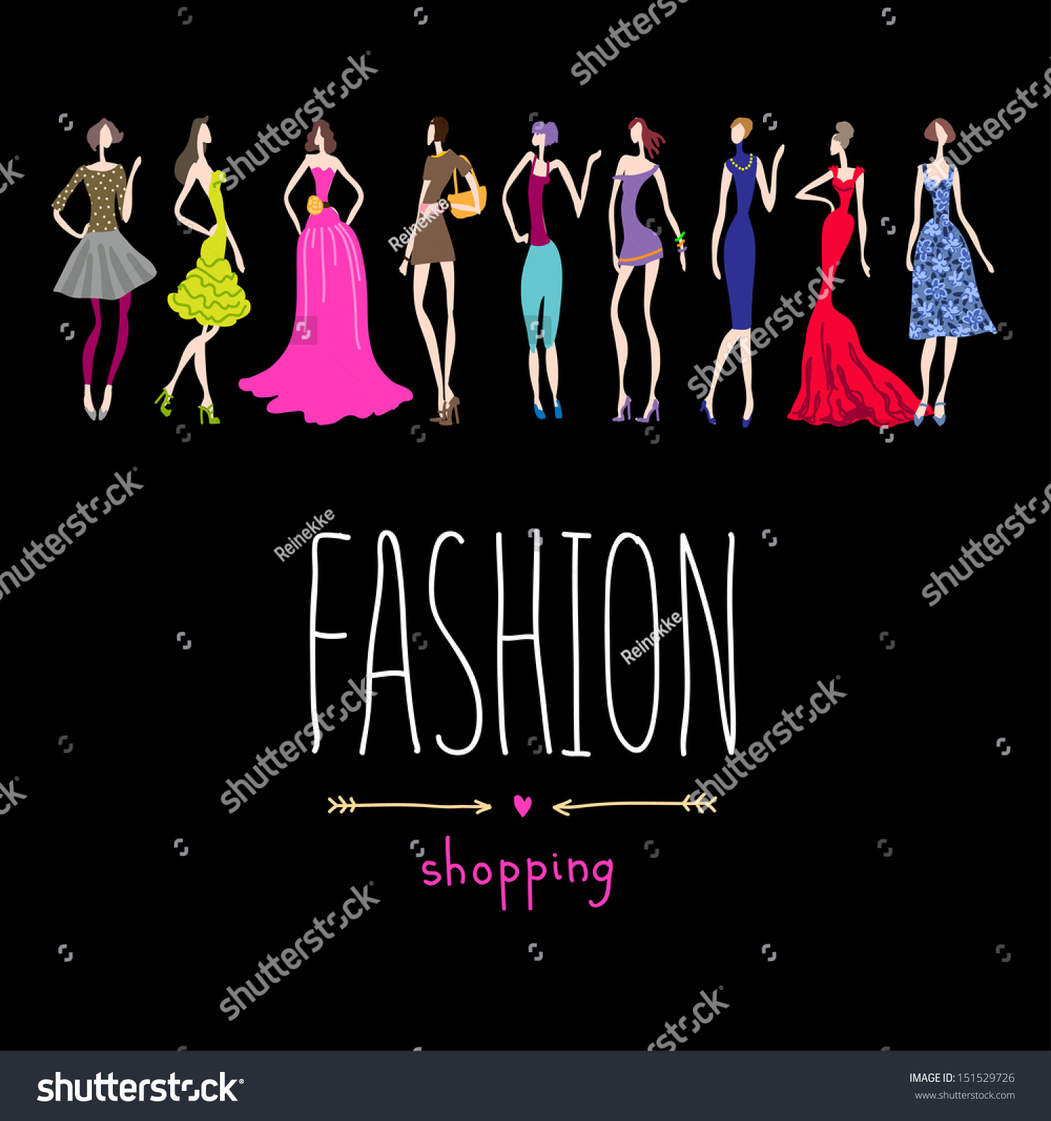 Fashion Young Women Shopping Background Stock Vector (Royalty Free ...