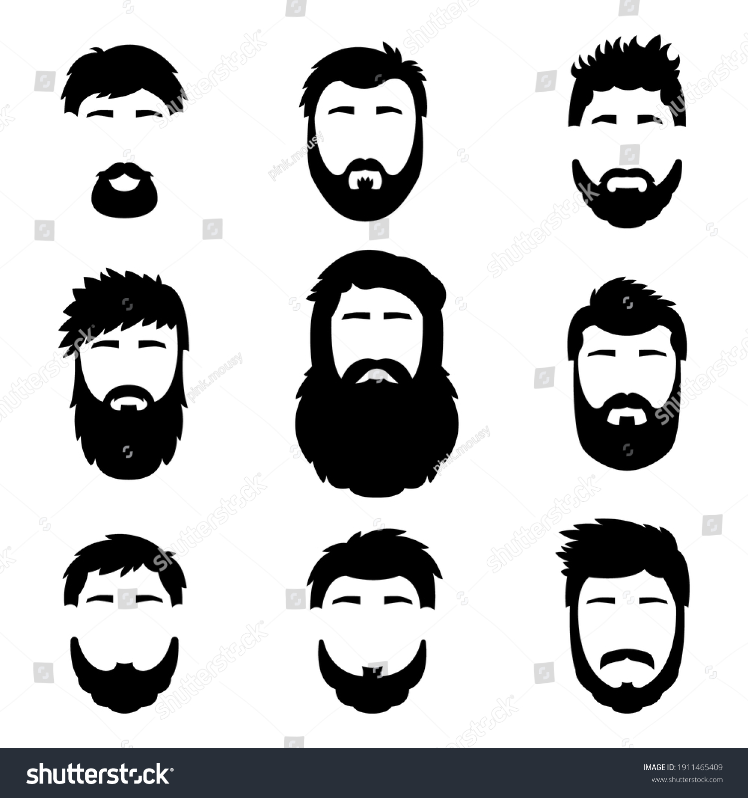 Fashionable Men S Hairstyle Beard Face Stock Vector (Royalty Free ...