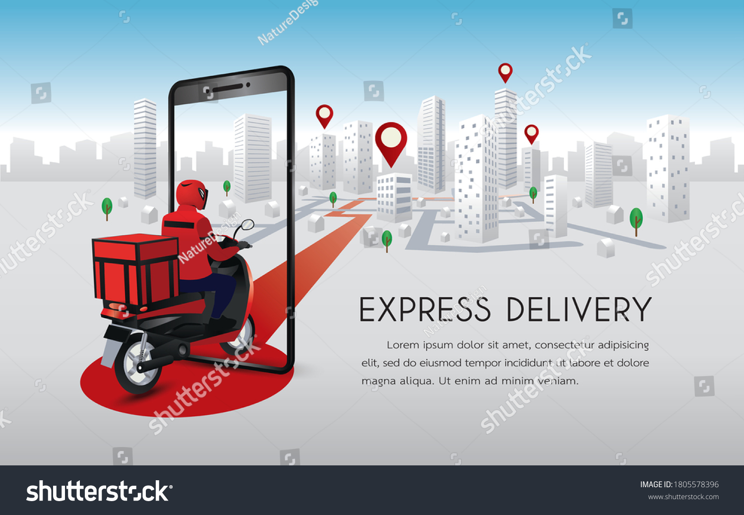 Fast Delivery Man Motorcycles Customers Ordering Stock Vector Royalty Free 1805578396 6397