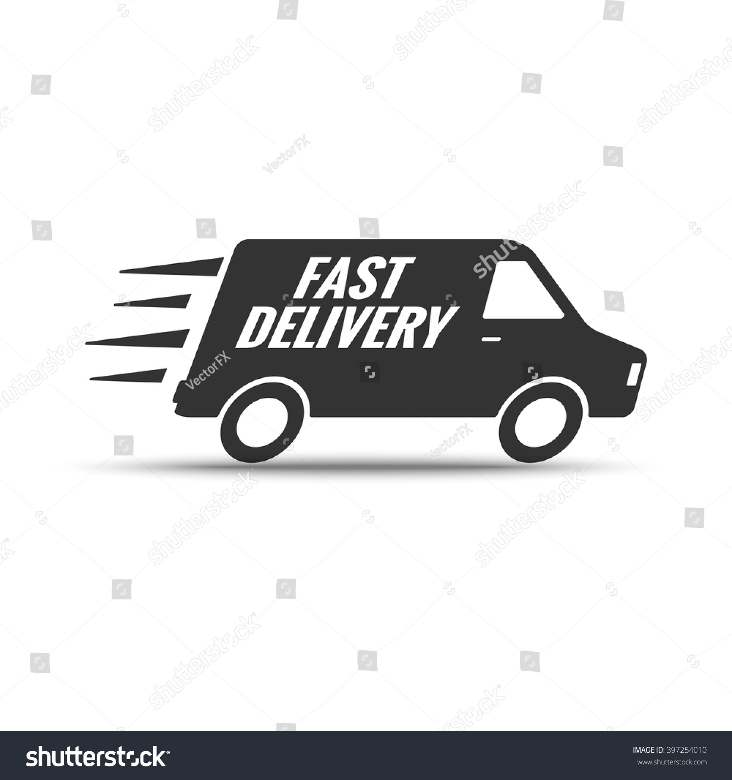 Fast Delivery. Shipping Truck Silhouette. Fast Speed Transportation ...