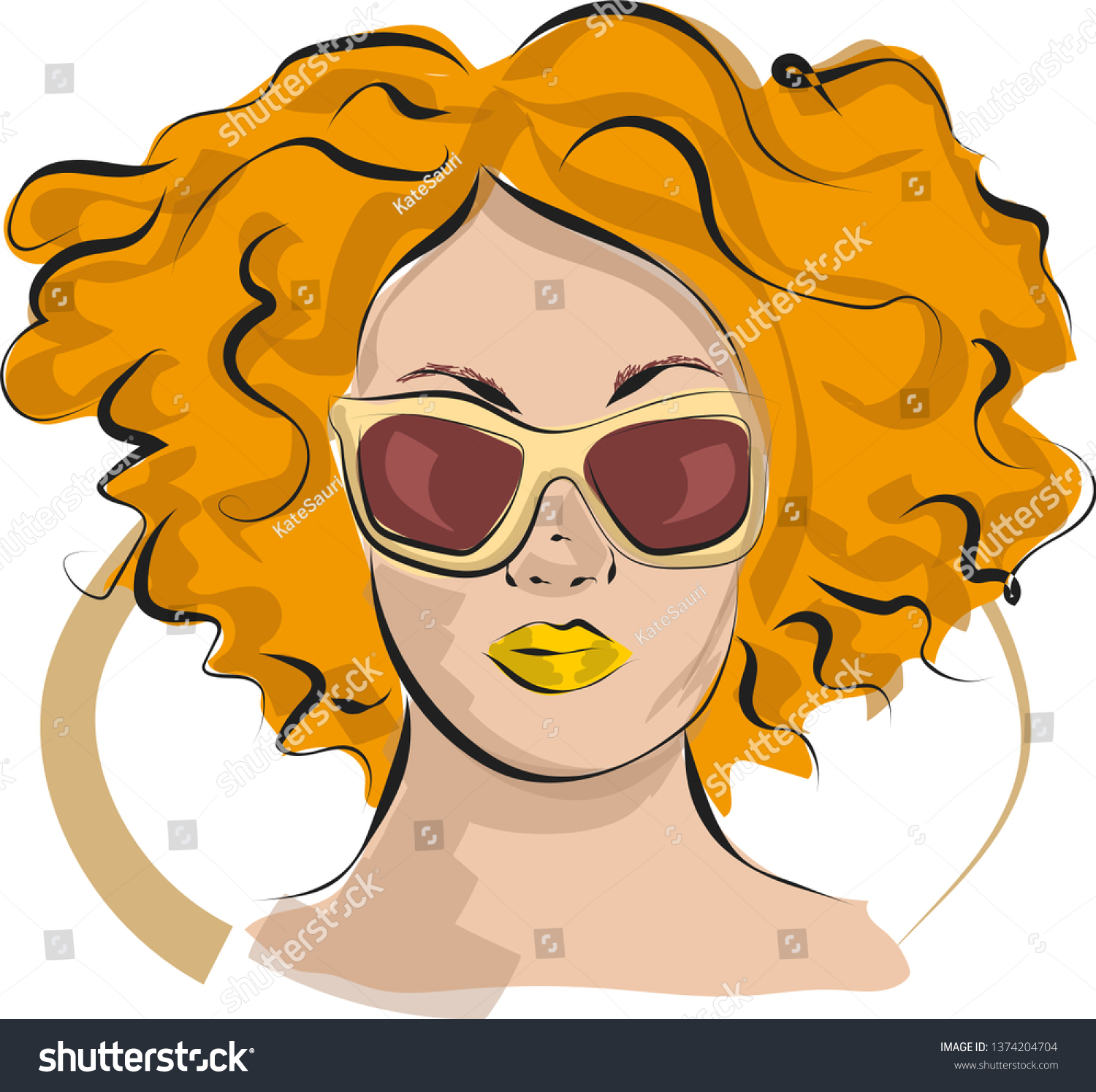 Fast Fashion Sketch Girl Glasses Vector Vector De Stock Libre De Regalías 1374204704 4203