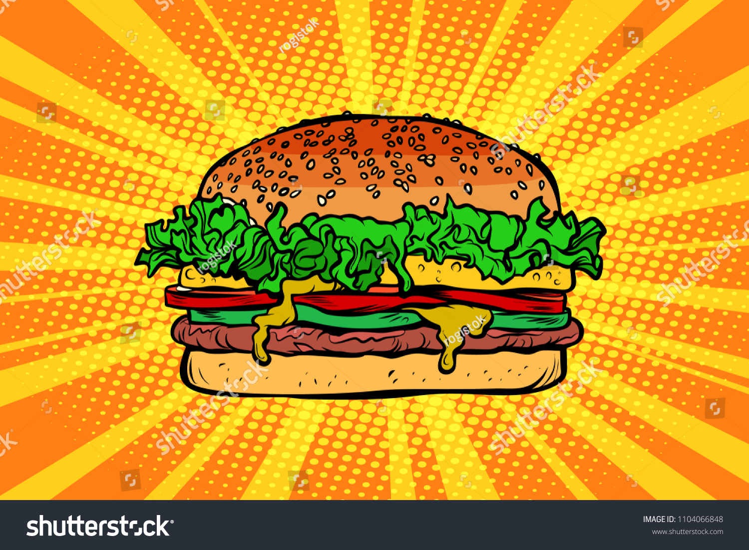 Fast Food Burger Hamburger Comic Cartoon Stock Vector (Royalty Free ...