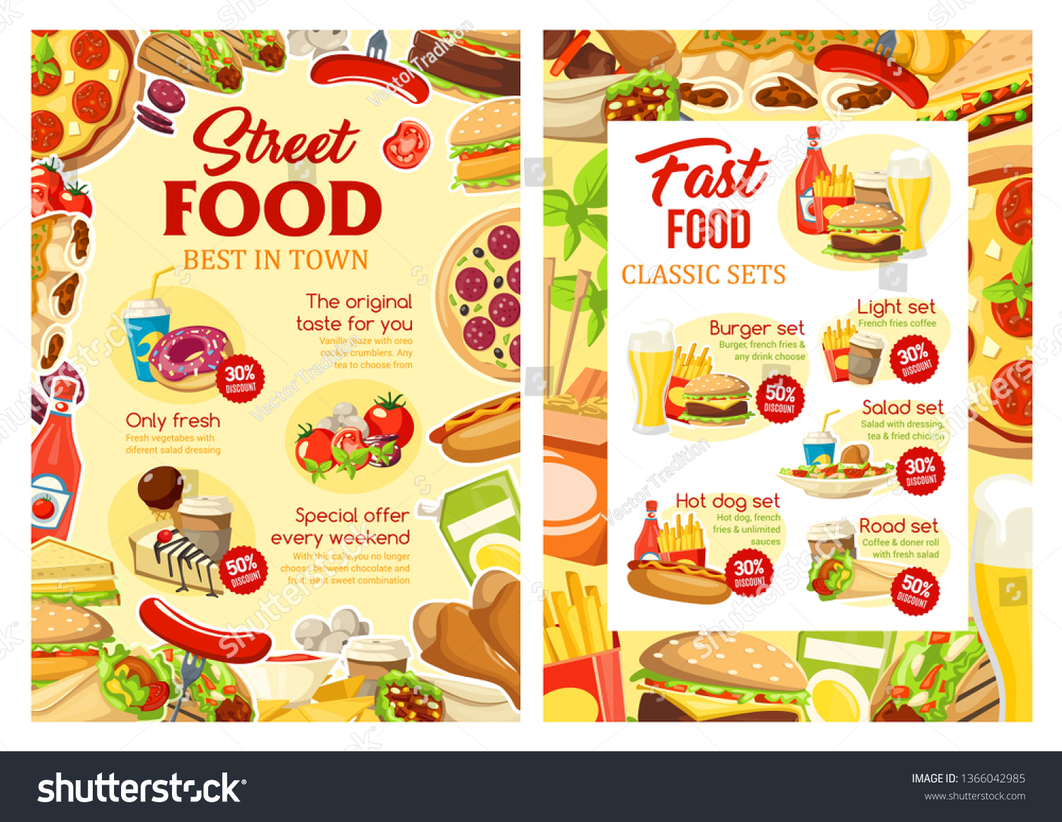 Fast Food Cafe Menu Street Food Stock Vector Royalty Free 1366042985