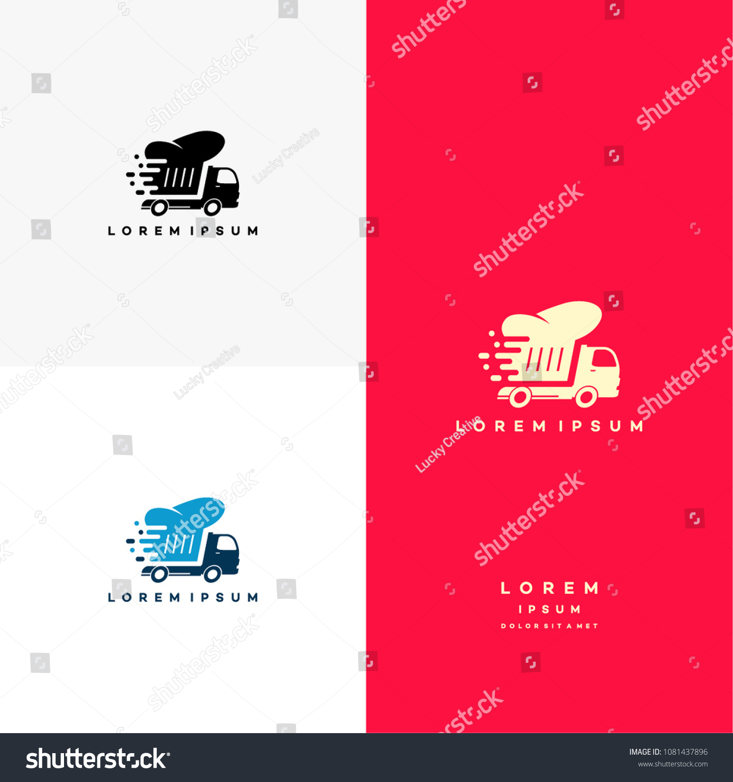 Fast Food Delivery Logo Designs Concept Stock Vector