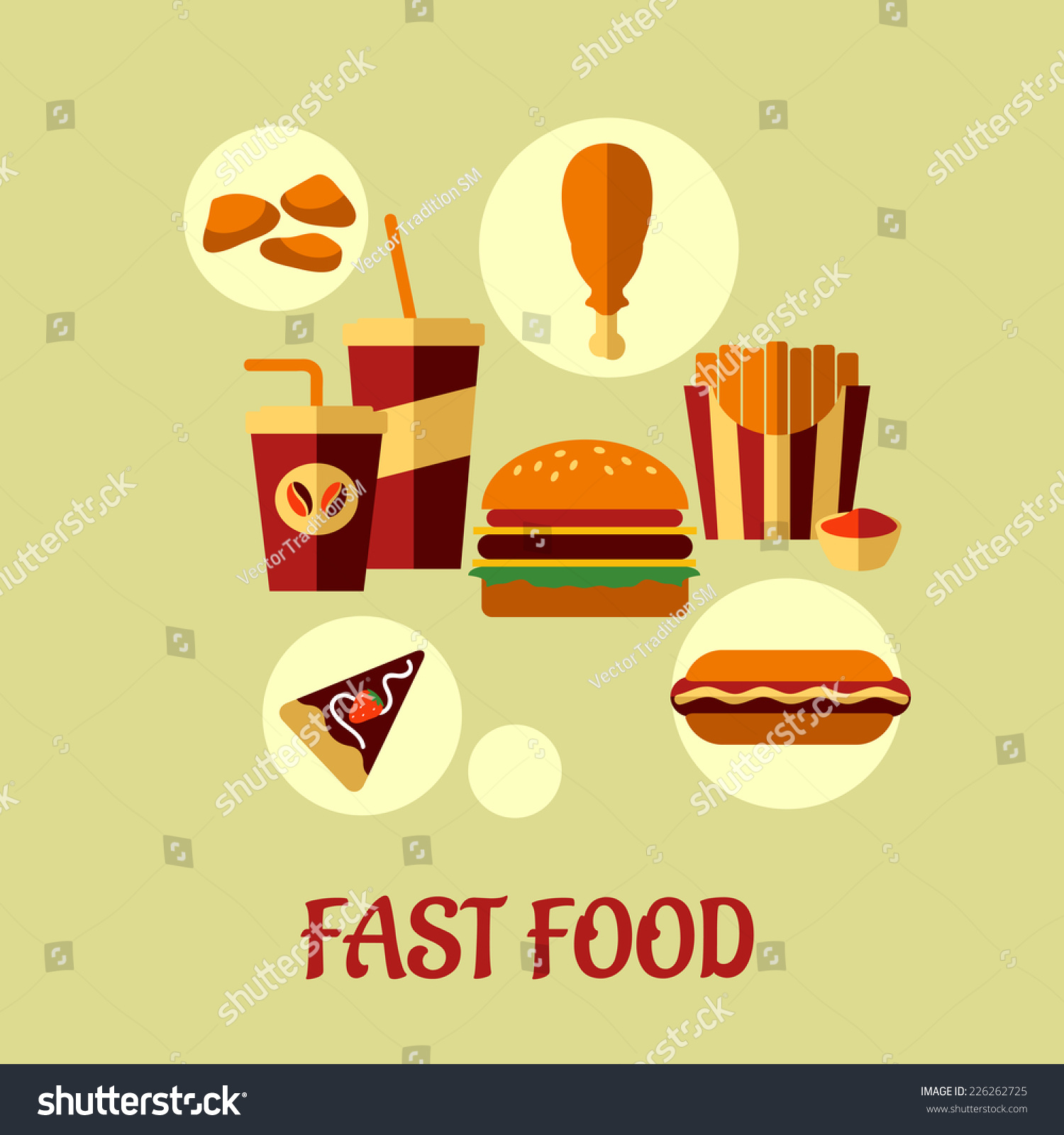 Fast Food Flat Poster Design Colorful Stock Vector 226262725 - Shutterstock
