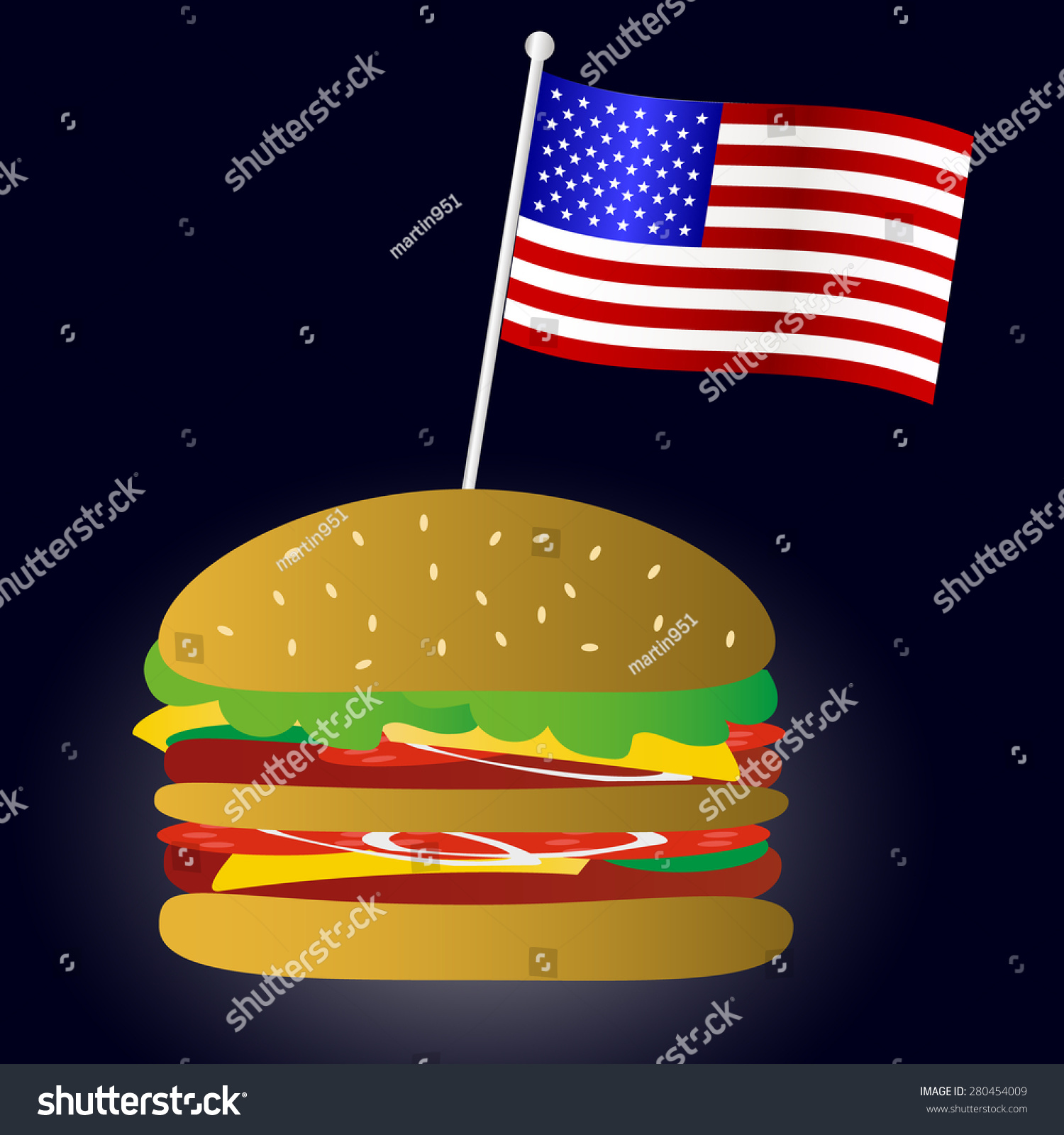 Fast Food Hamburger Usa Flag Symbol Stock Vector (royalty Free 