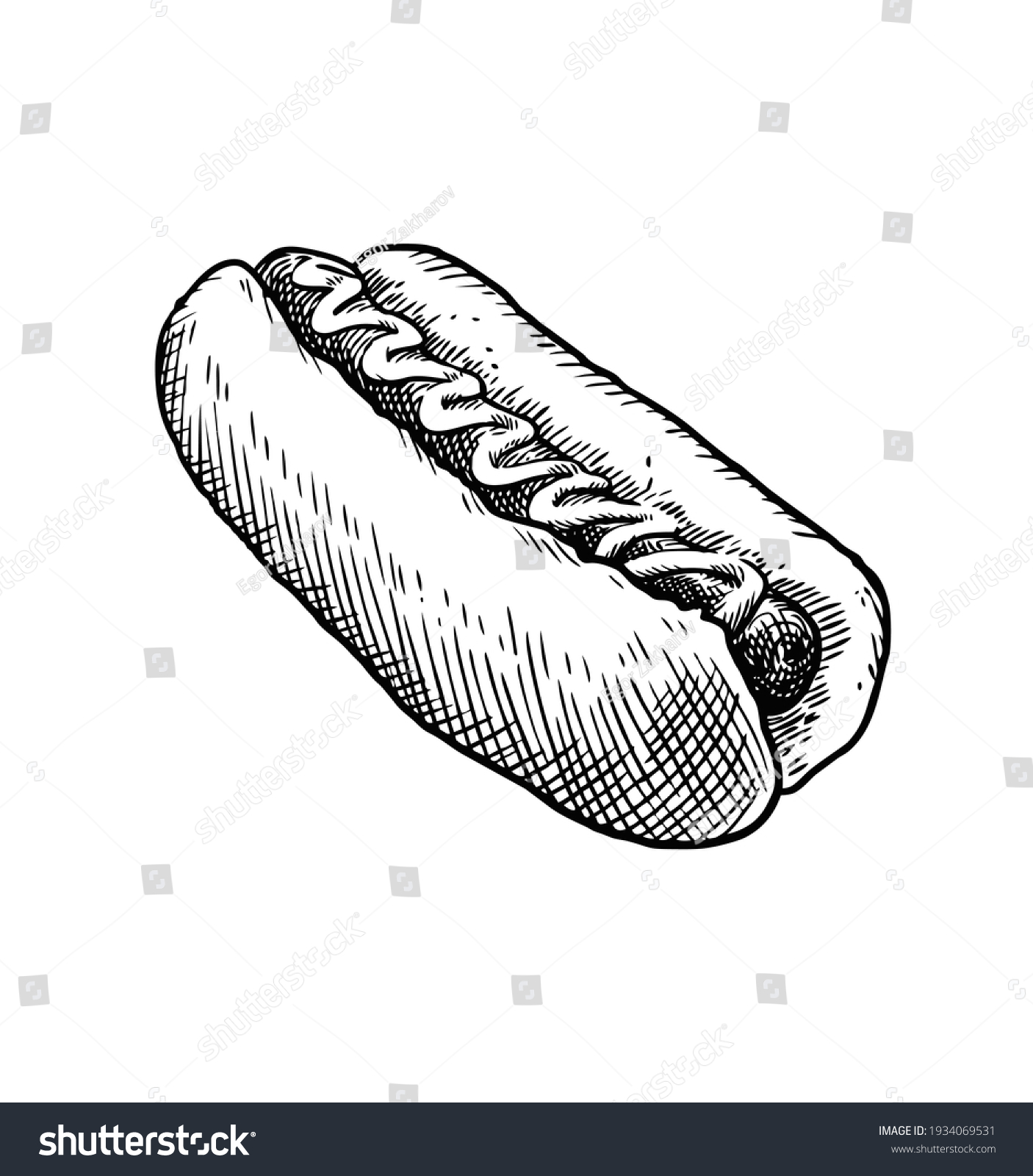 Fast Food Hot Dog Sausage Mustard Stock Vector (Royalty Free) 1934069531