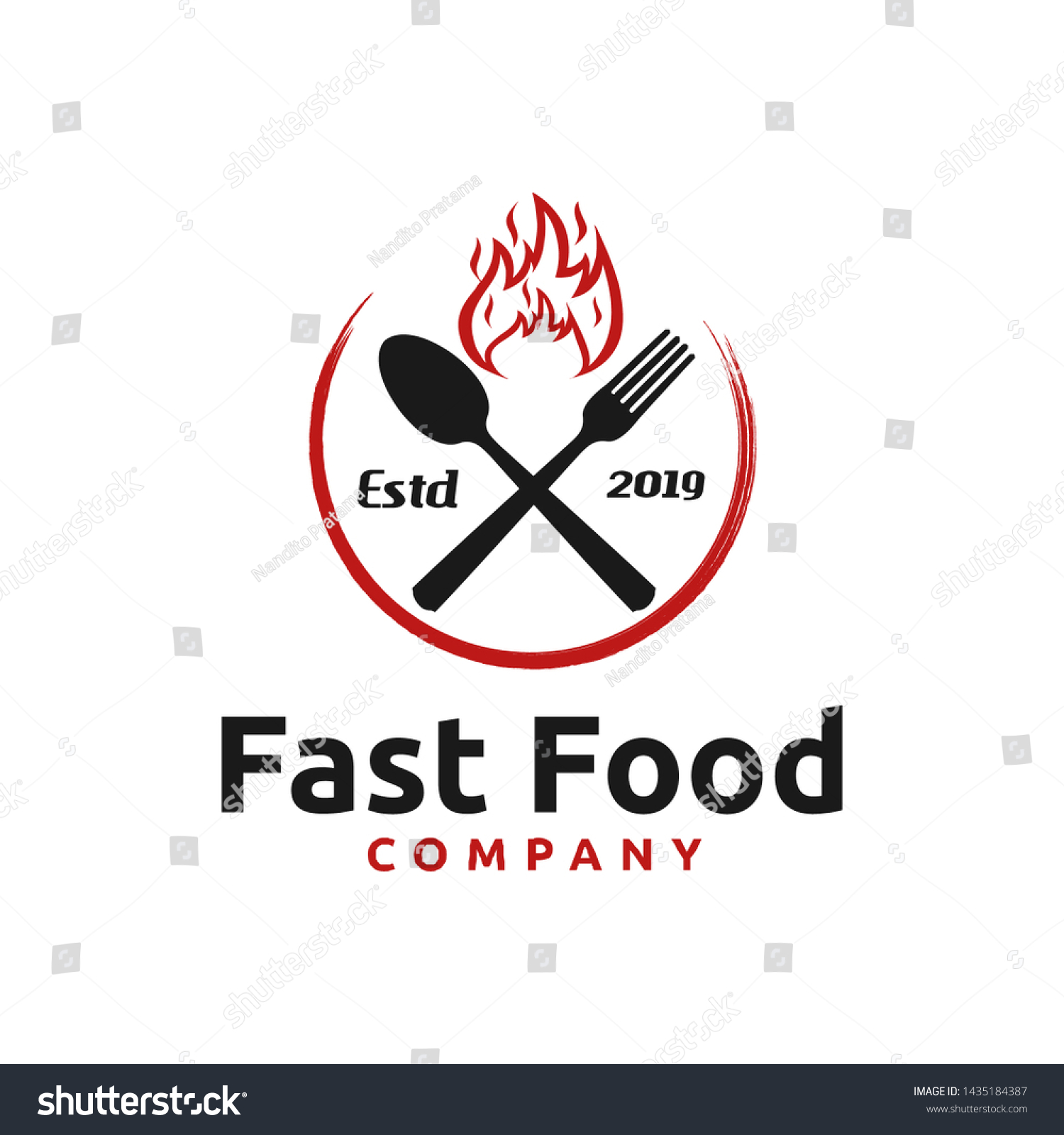 Fast Food Logo Design Inspiration Flame Stock Vector Royalty Free