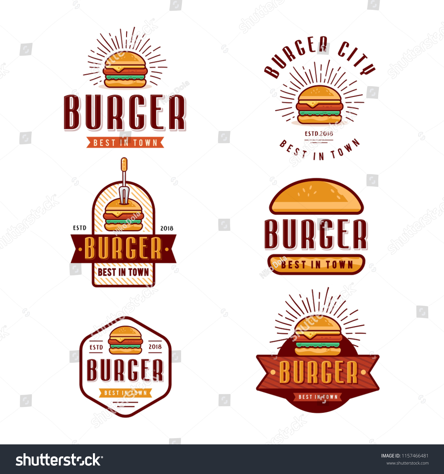 Fast Food Logo Design Retro Cartoon Stock Vector Royalty Free