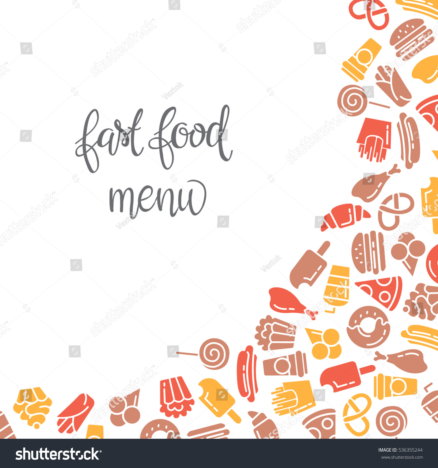 Fast Food Menu Set Icons On Stock Vector 536355244 - Shutterstock