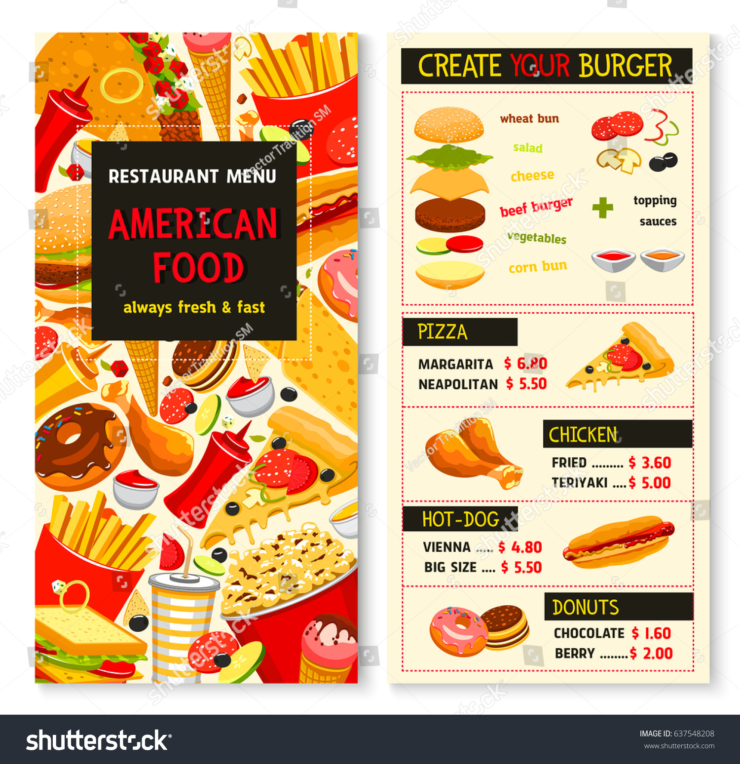 Fast Food Menu Vector Design Fastfood Stock Vector (Royalty Free ...