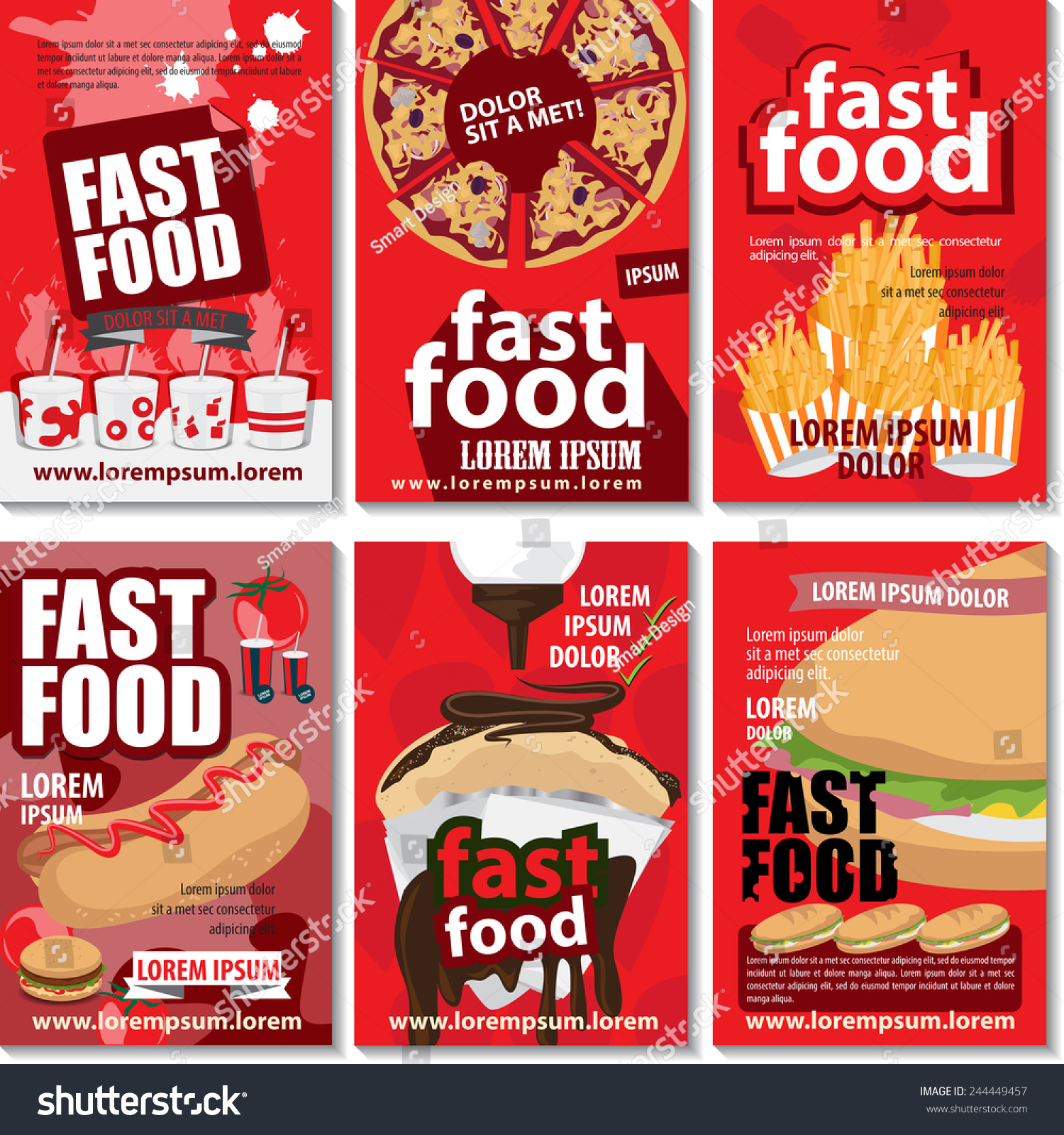 Fast Food Placard Template Set - Vector Illustration, Graphic Design ...