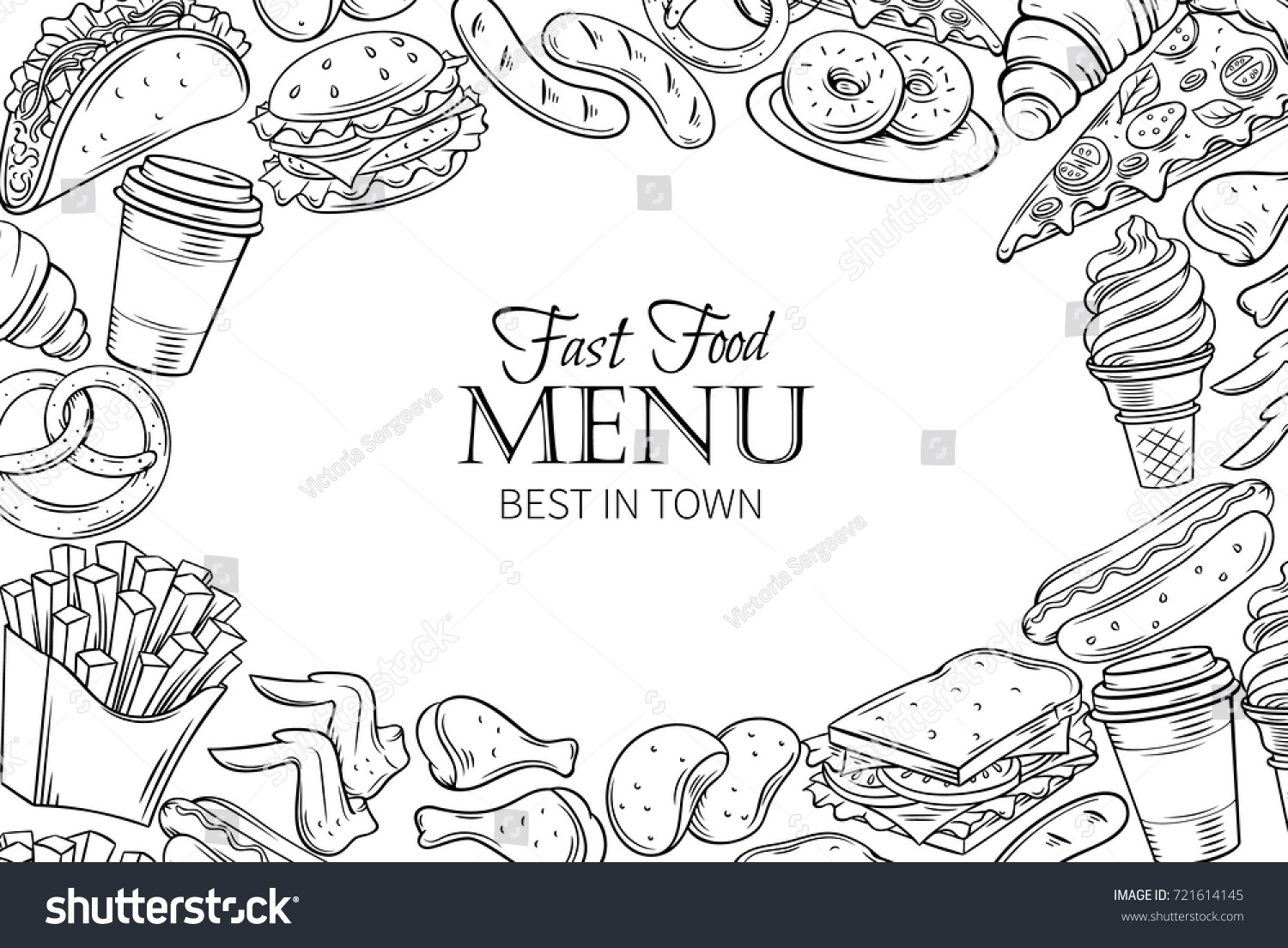 Fast Food Template Frame Page Design Stock Vector 721614145 - Shutterstock